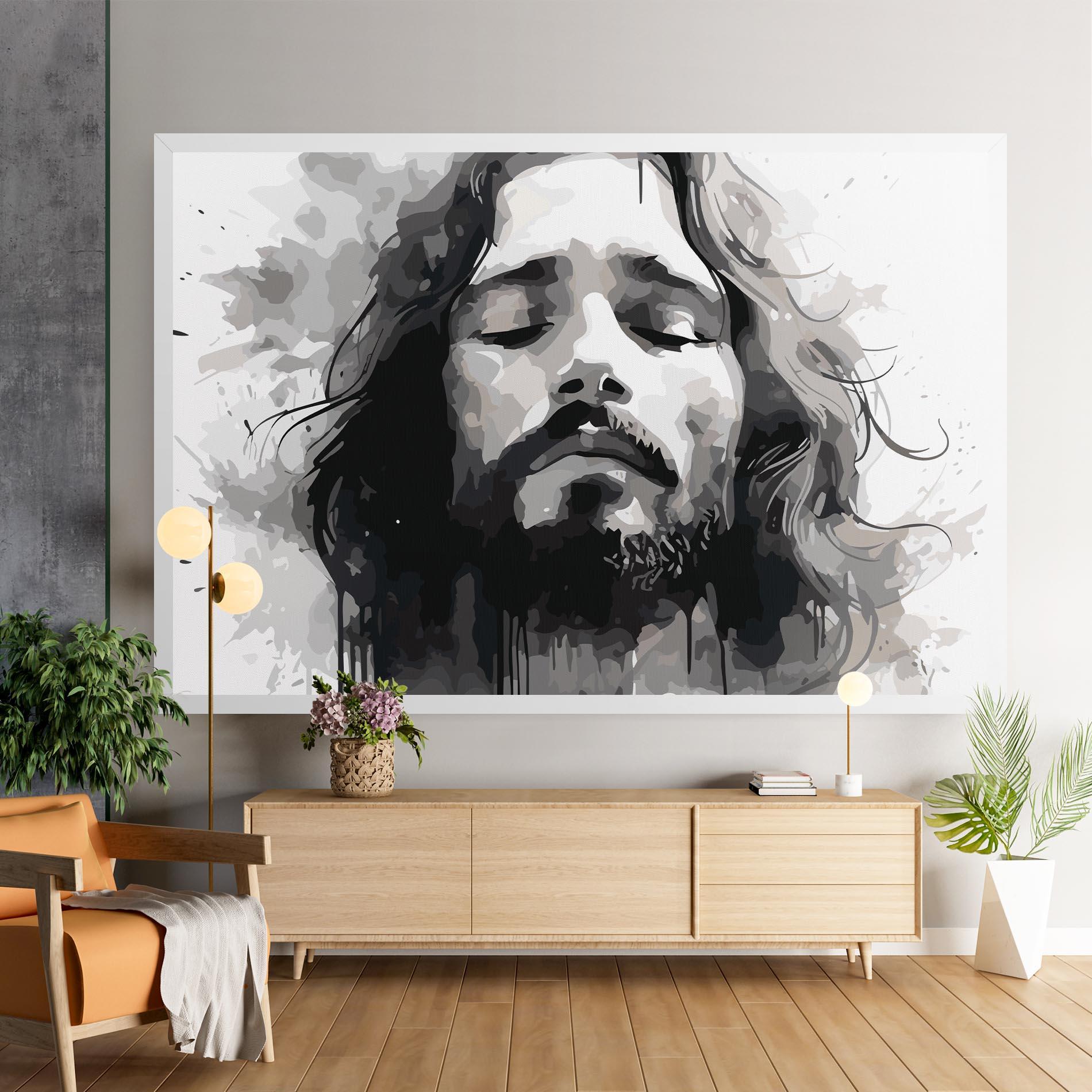 Leinwandbild Jesus Ink Art mockup 9