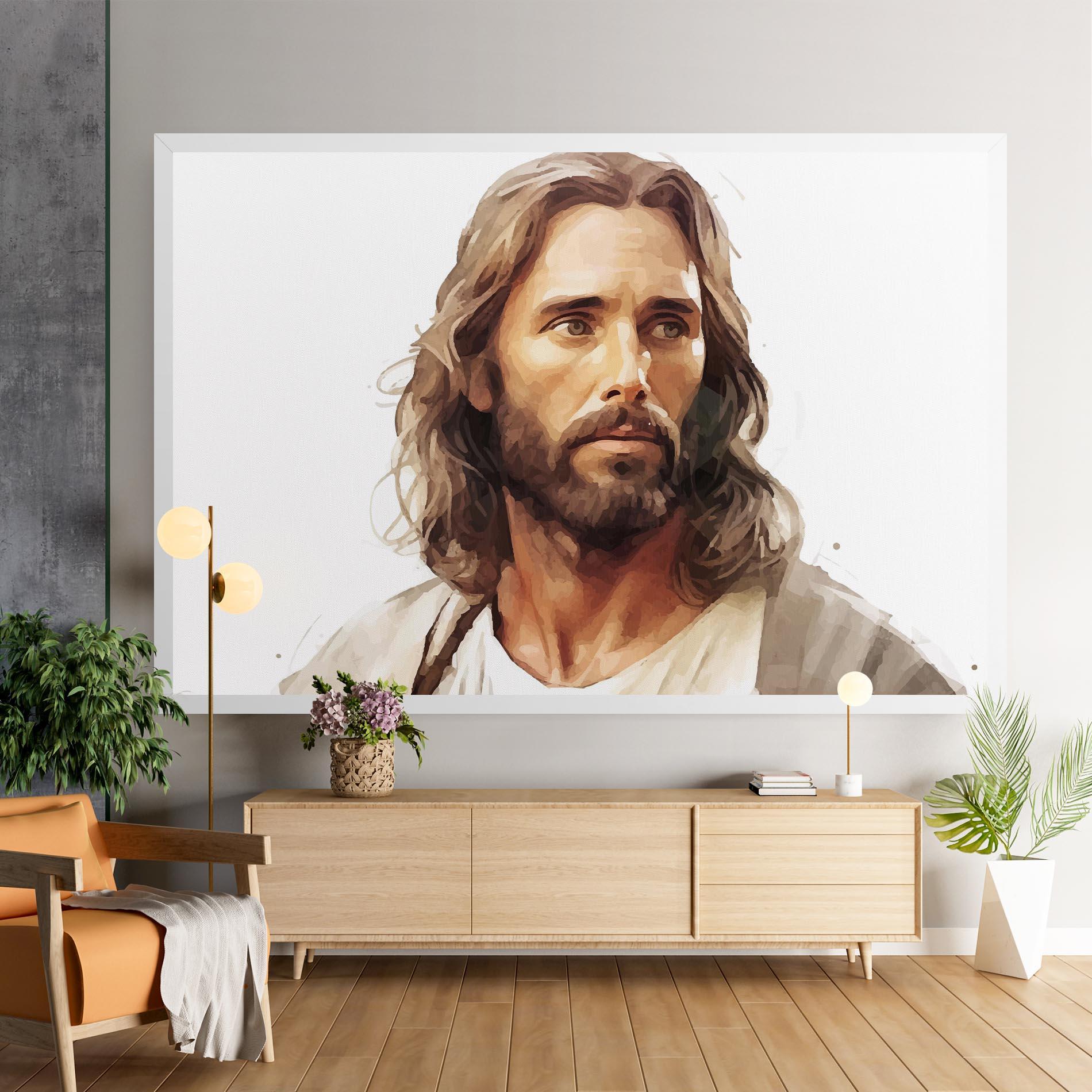 Leinwandbild Jesus Long Hair mockup 9