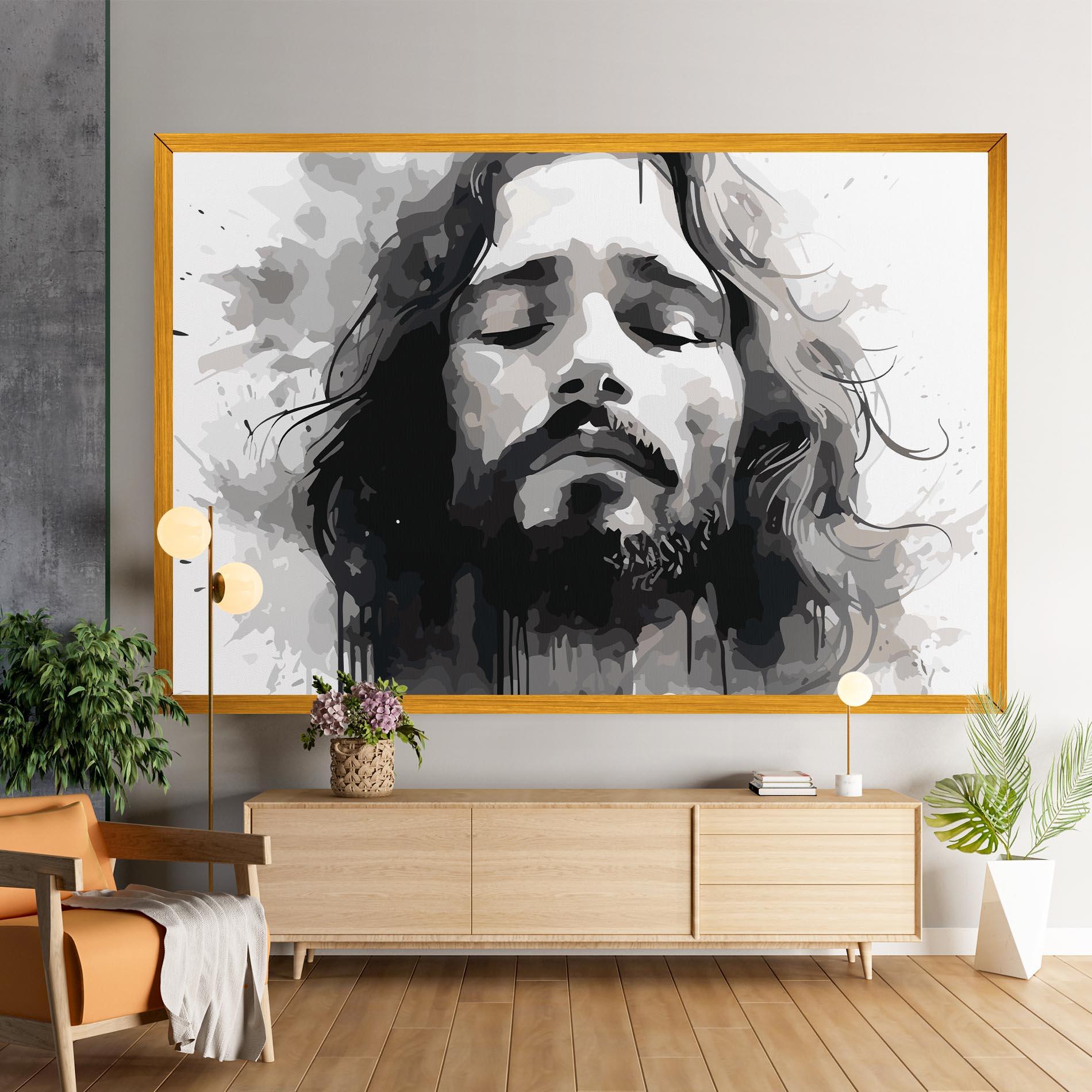 Leinwandbild Jesus Ink Art mockup 9