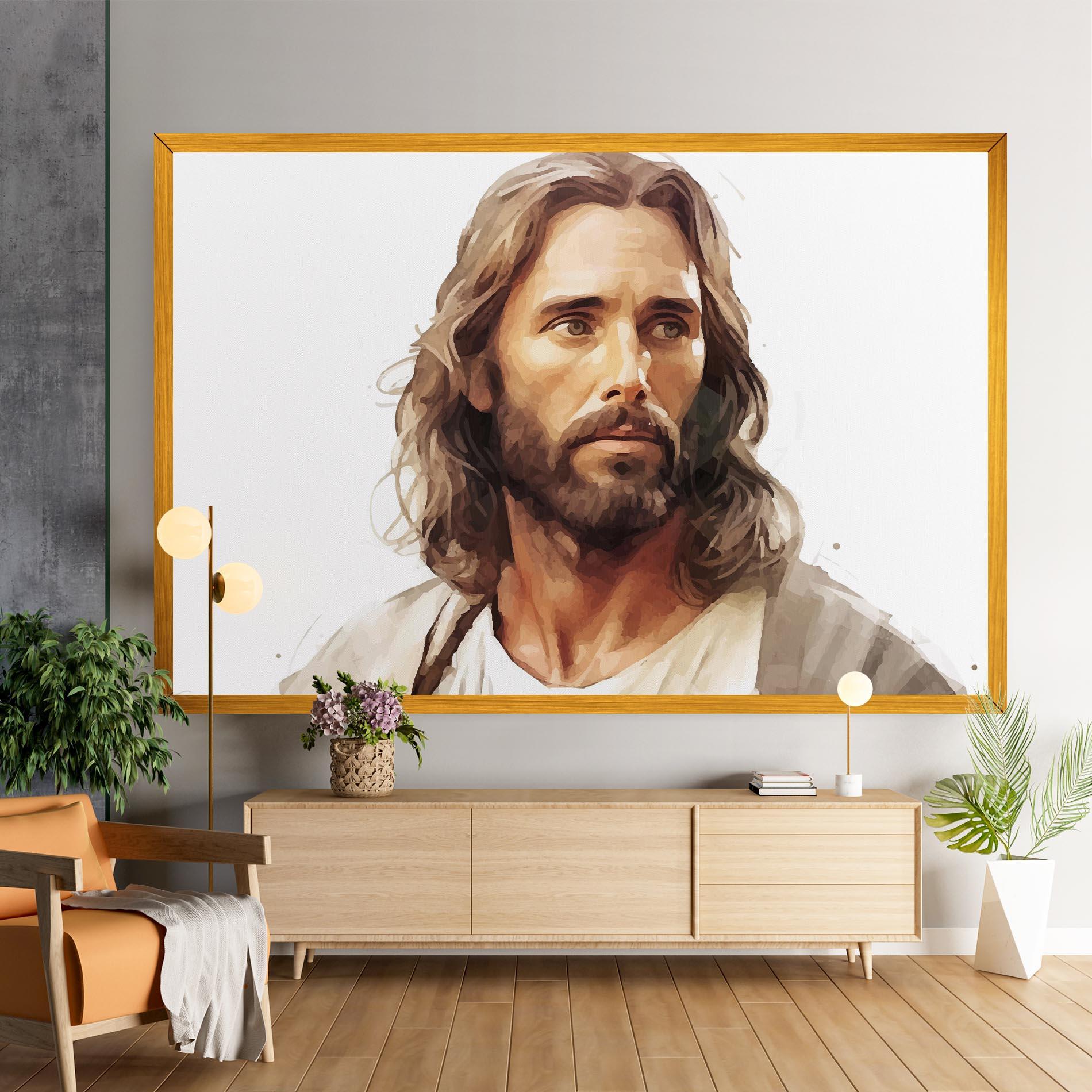 Leinwandbild Jesus Long Hair mockup 9