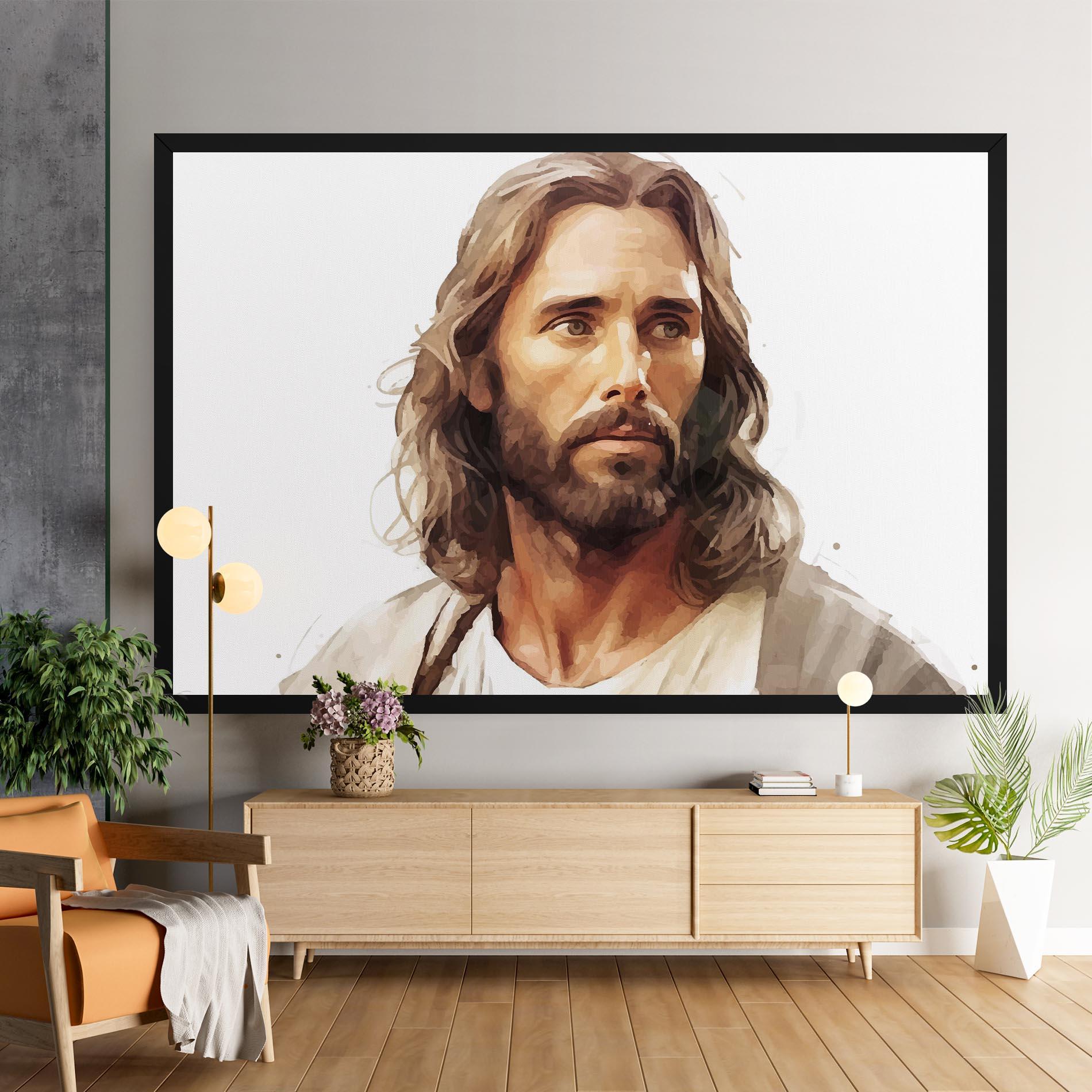 Leinwandbild Jesus Long Hair mockup 9