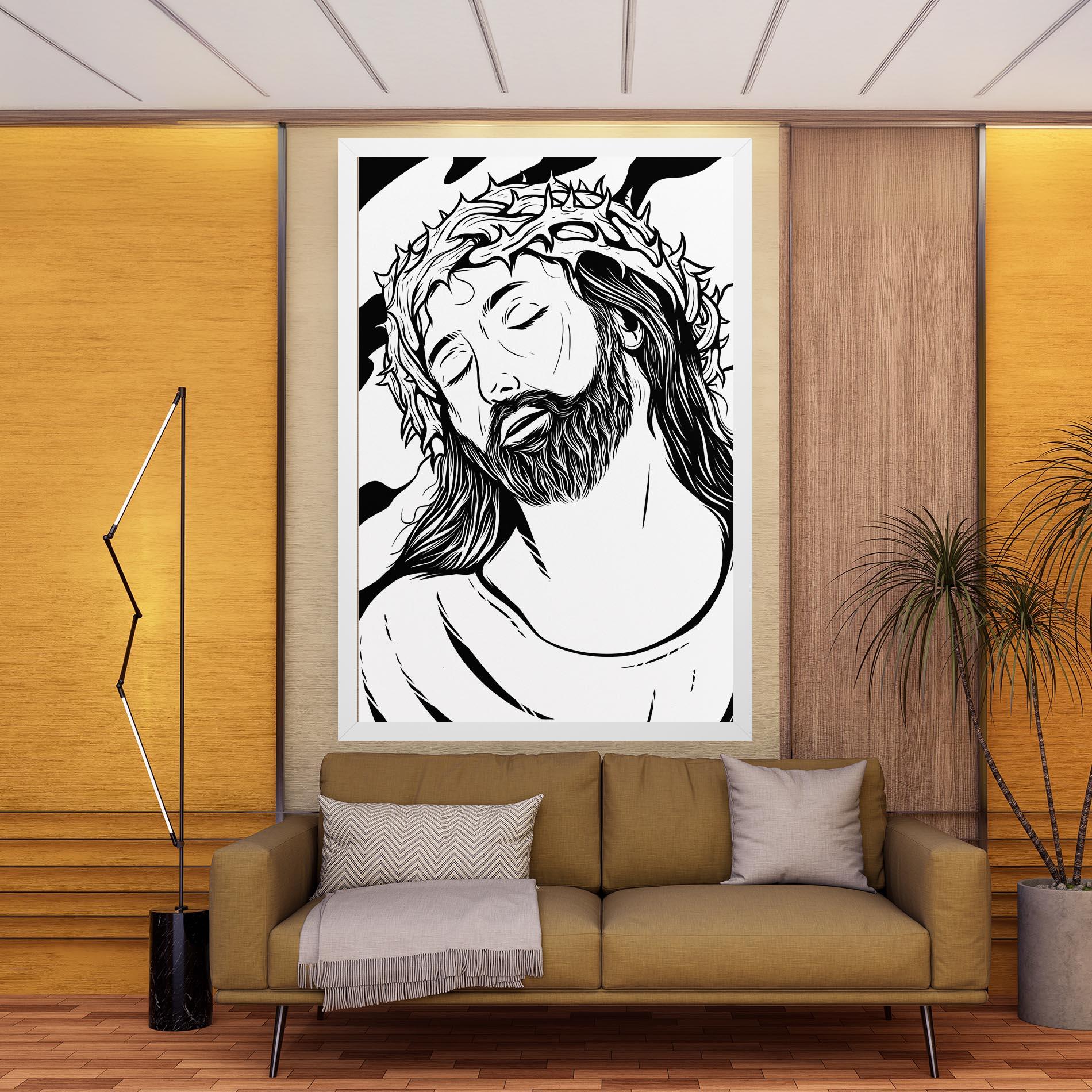 Leinwandbild Black White Jesus mockup 9