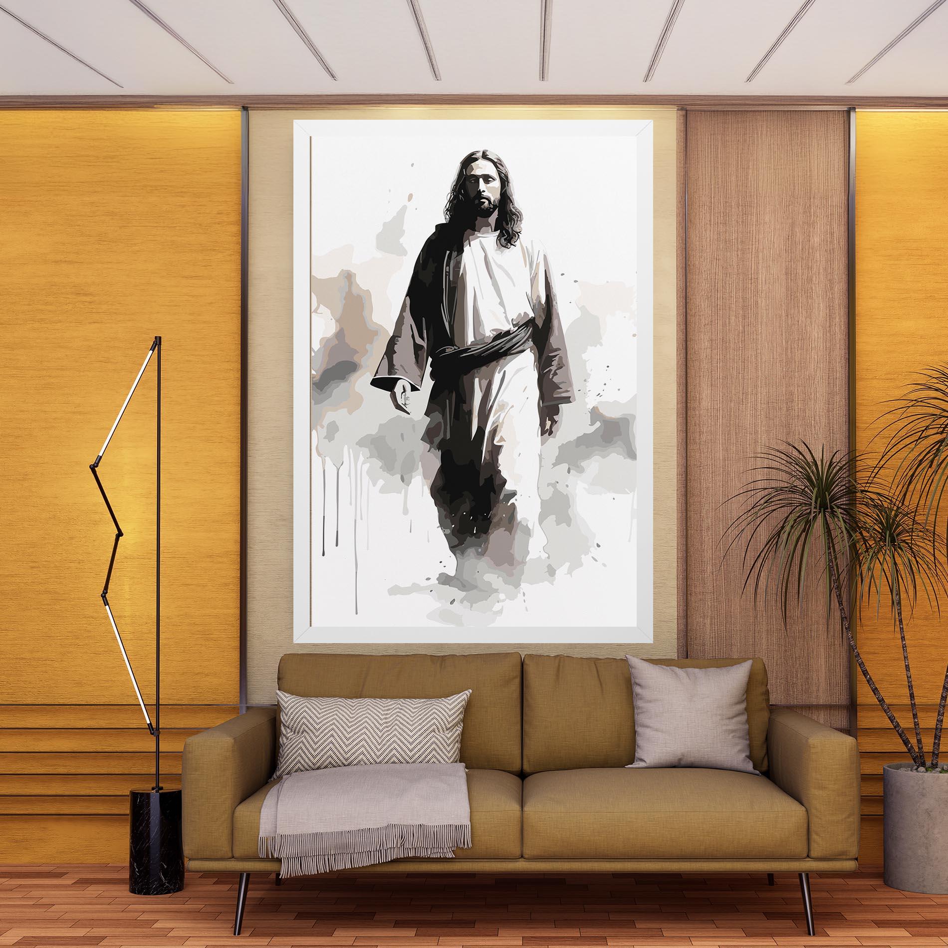 Leinwandbild Watercolor Jesus mockup 9