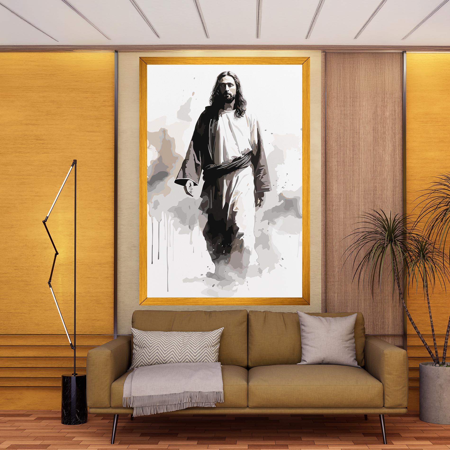 Leinwandbild Watercolor Jesus mockup 9