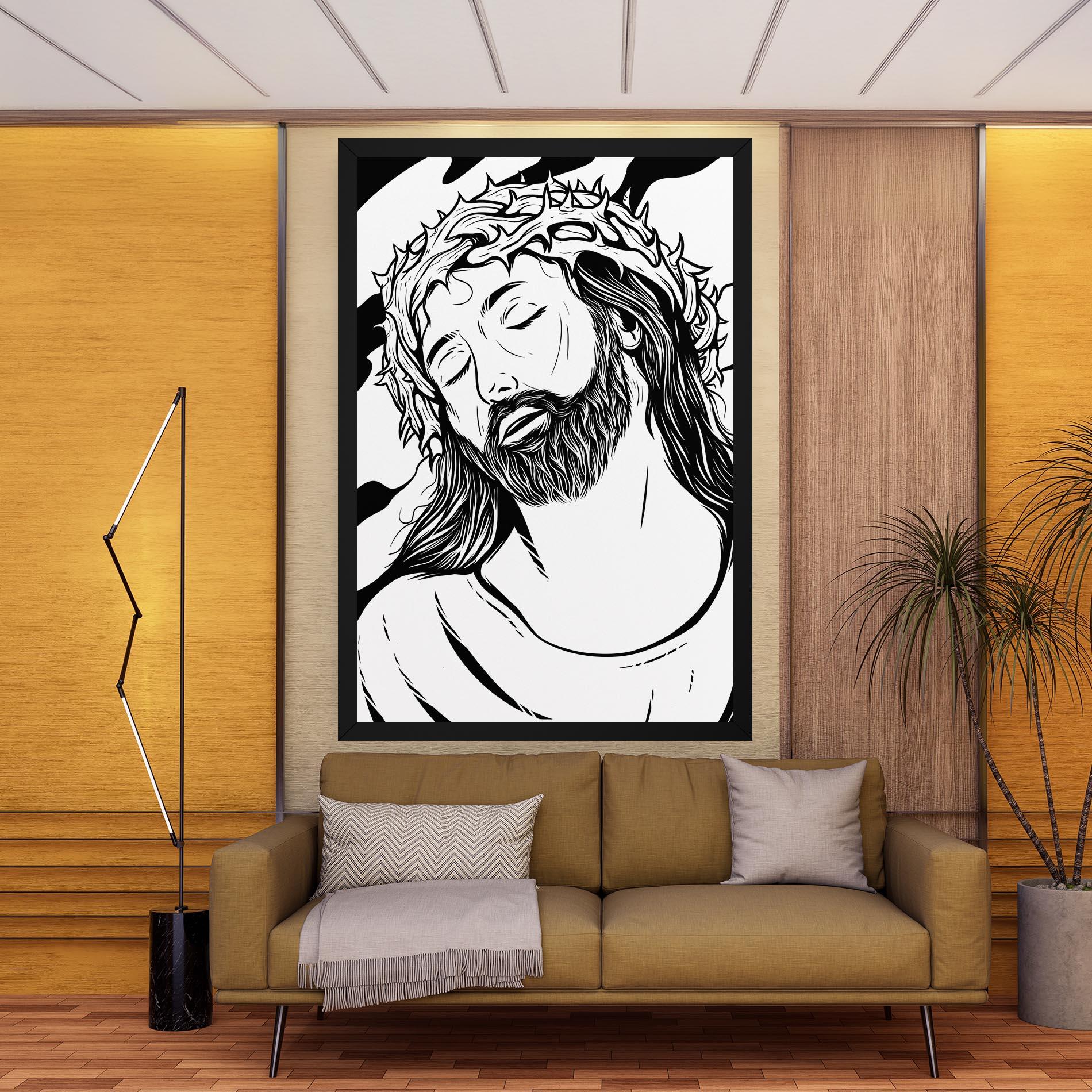 Leinwandbild Black White Jesus mockup 9