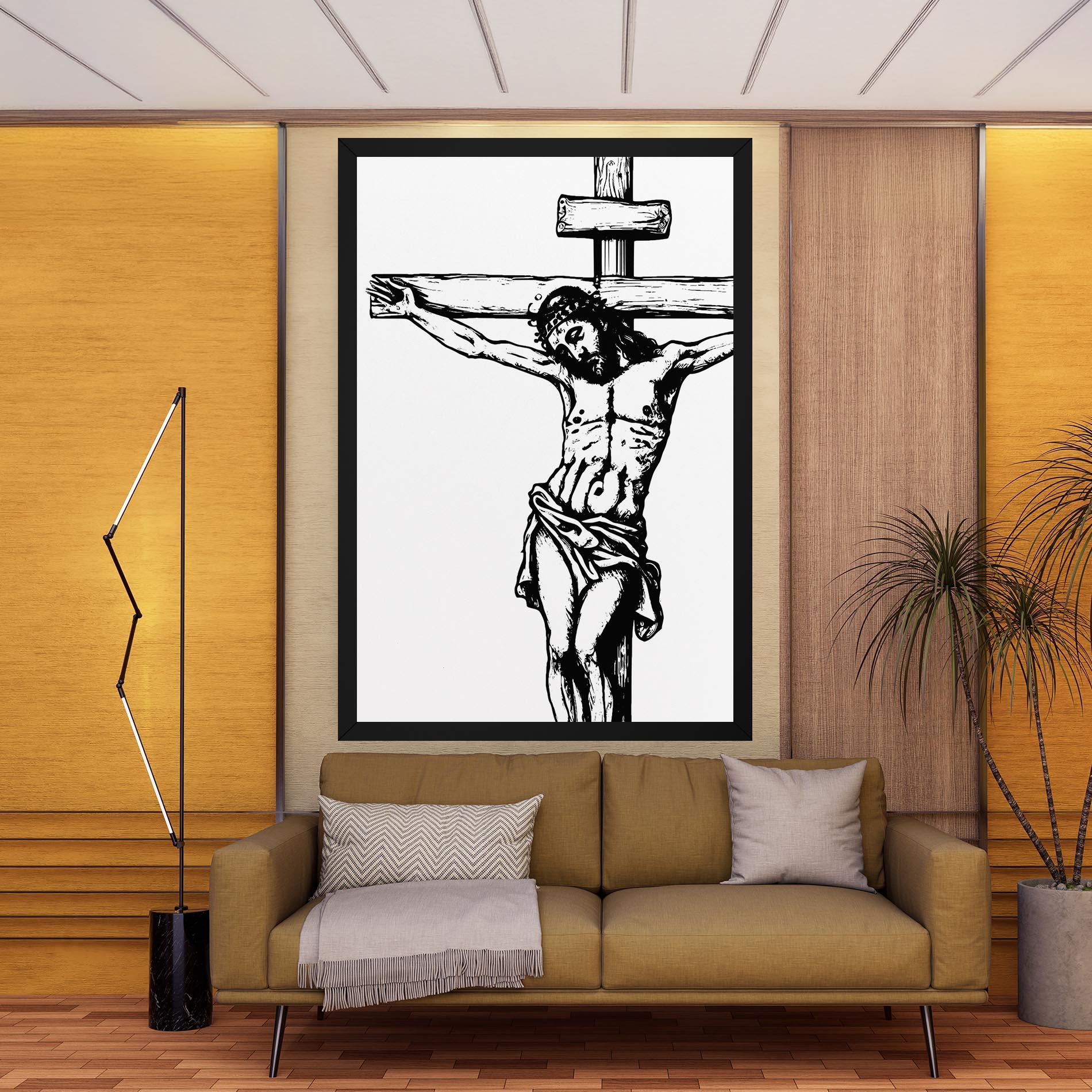 Leinwandbild Jesus Black Line mockup 9