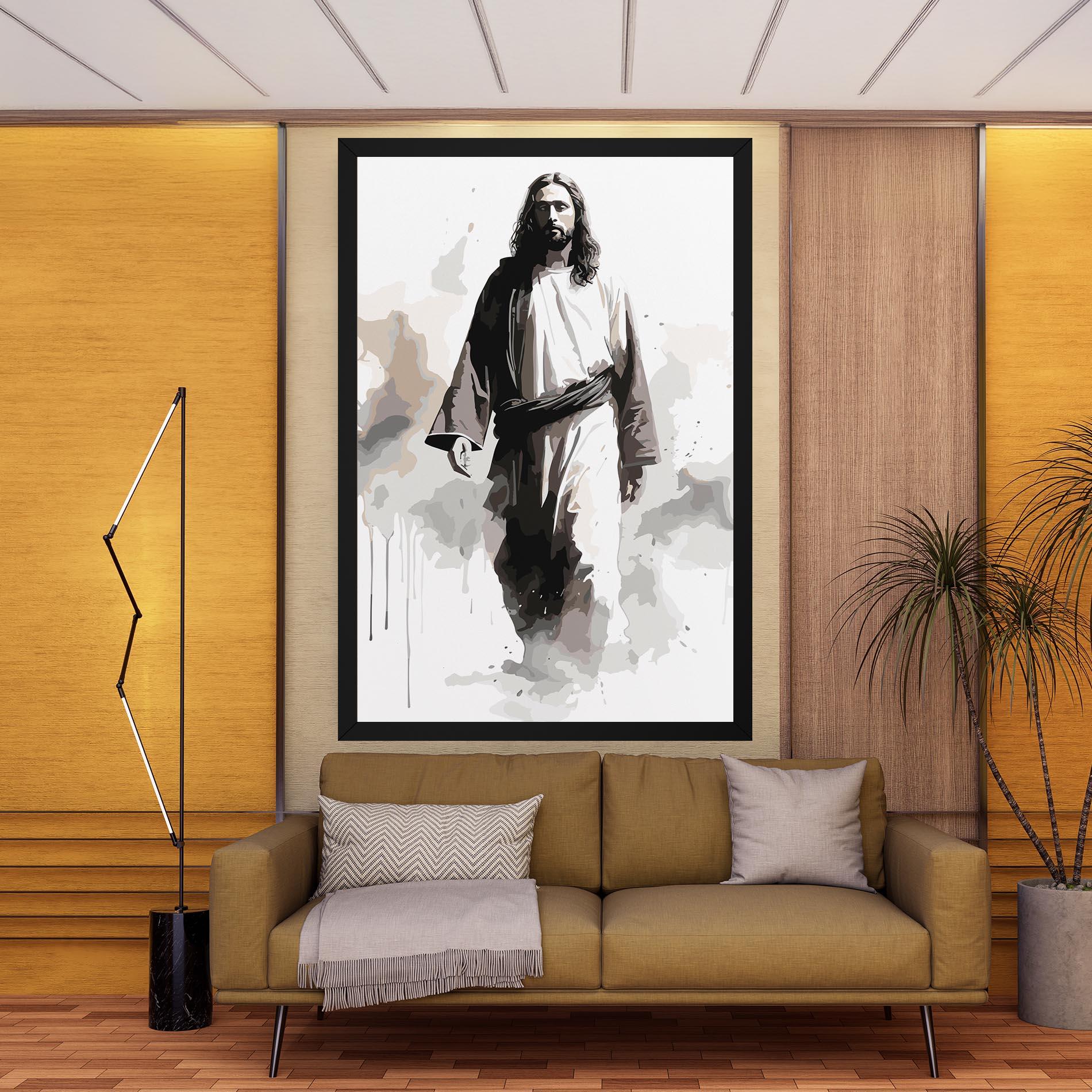 Leinwandbild Watercolor Jesus mockup 9