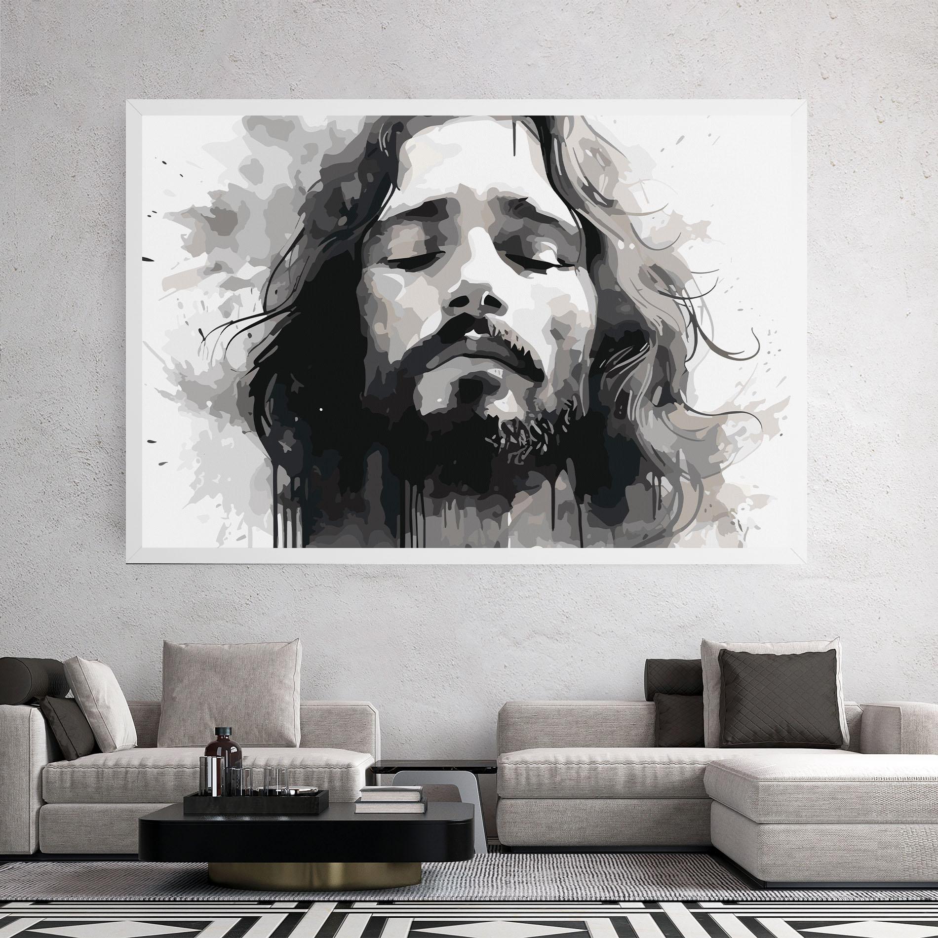 Leinwandbild Jesus Ink Art mockup 2