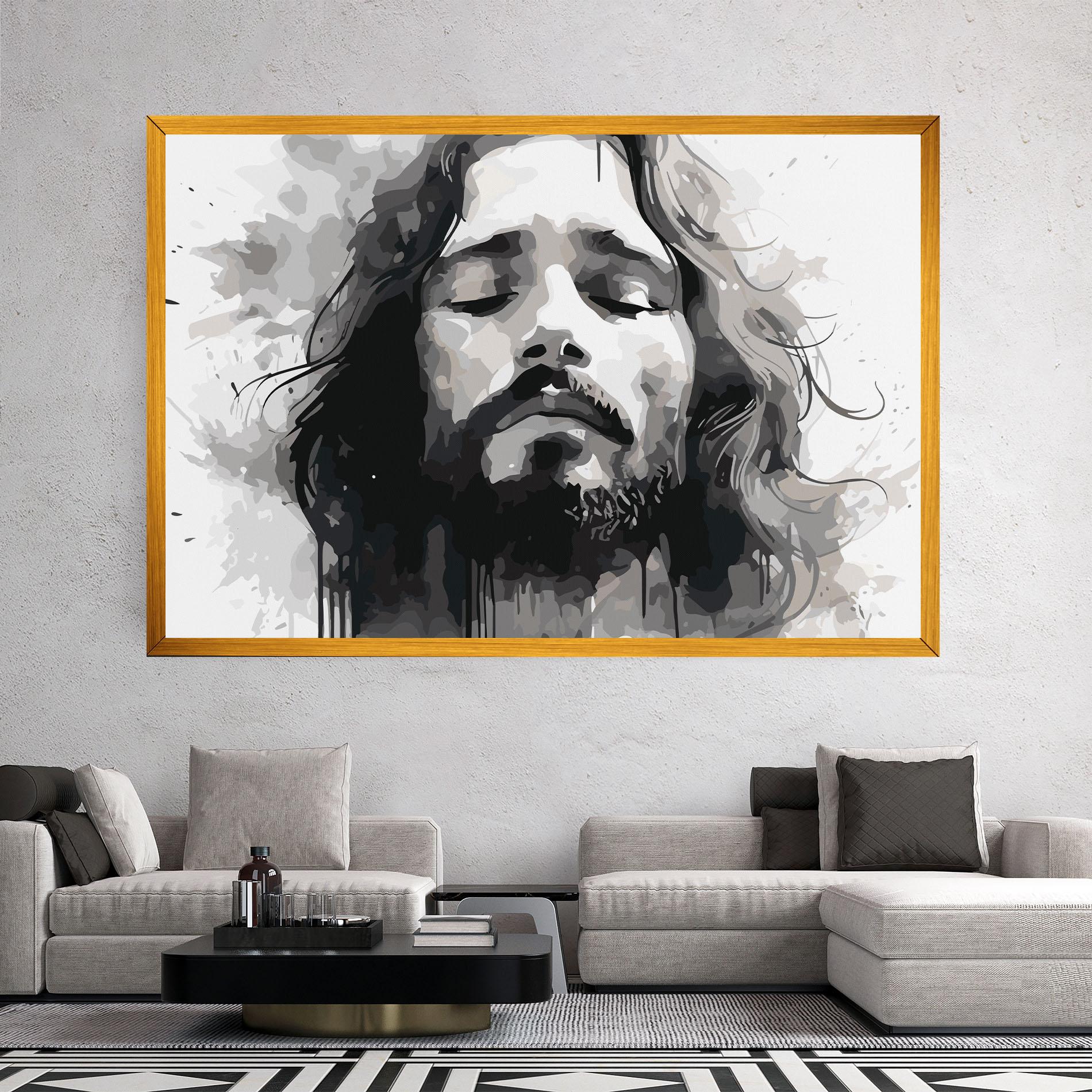 Leinwandbild Jesus Ink Art mockup 2