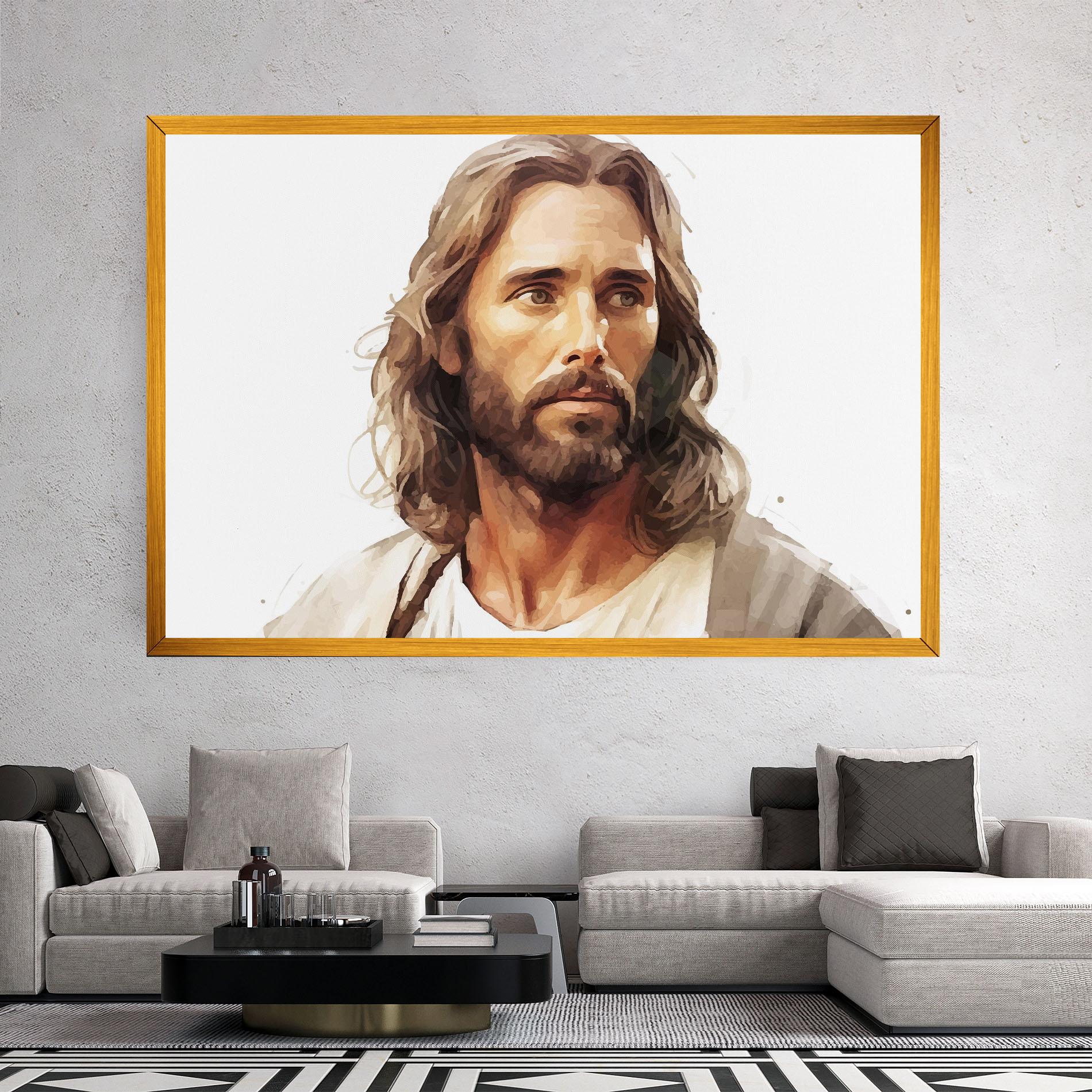 Leinwandbild Jesus Long Hair mockup 2