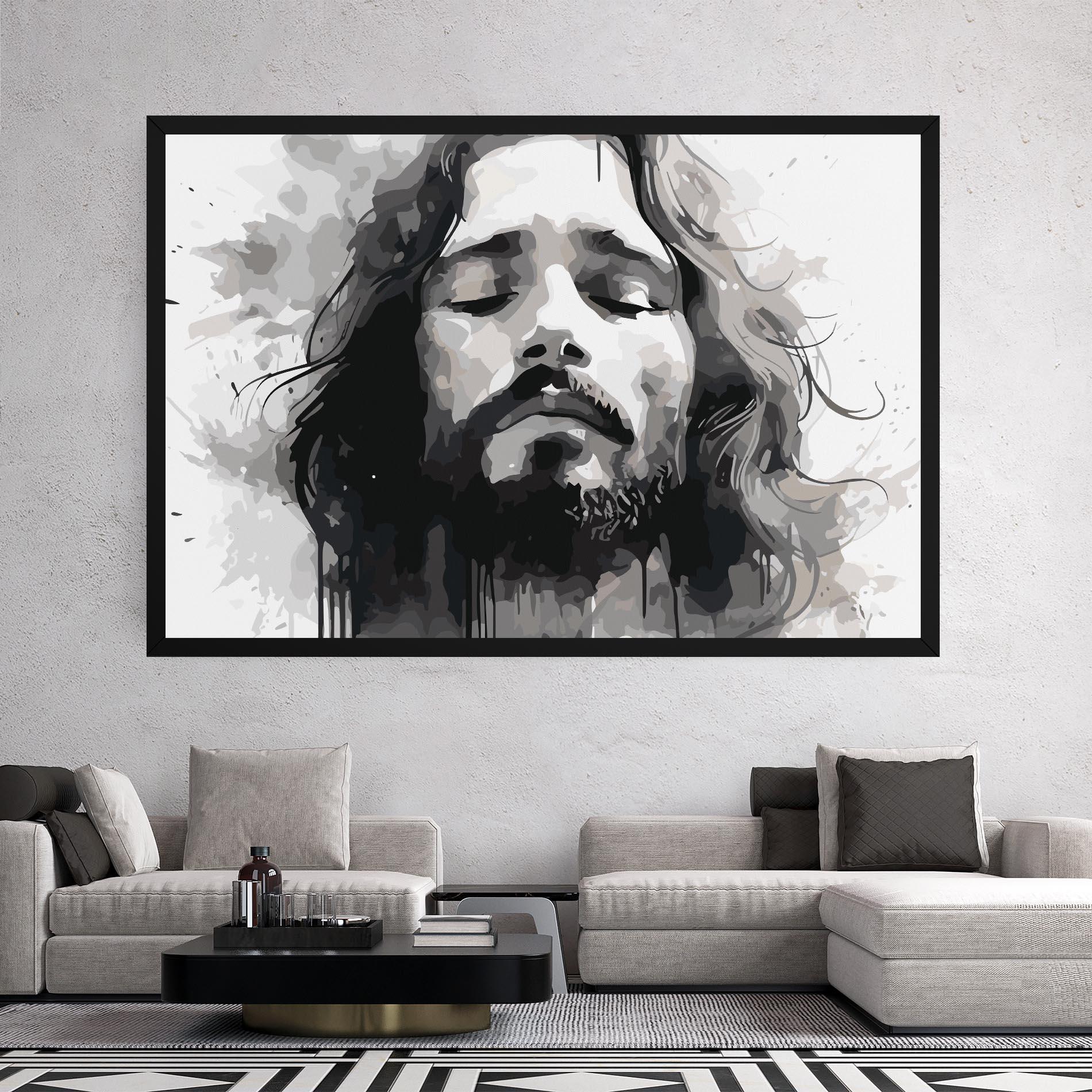 Leinwandbild Jesus Ink Art mockup 2