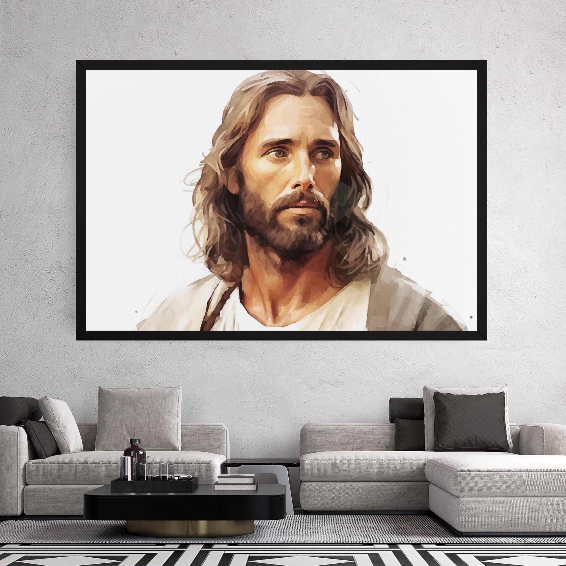 Leinwandbild Jesus Long Hair mockup 2