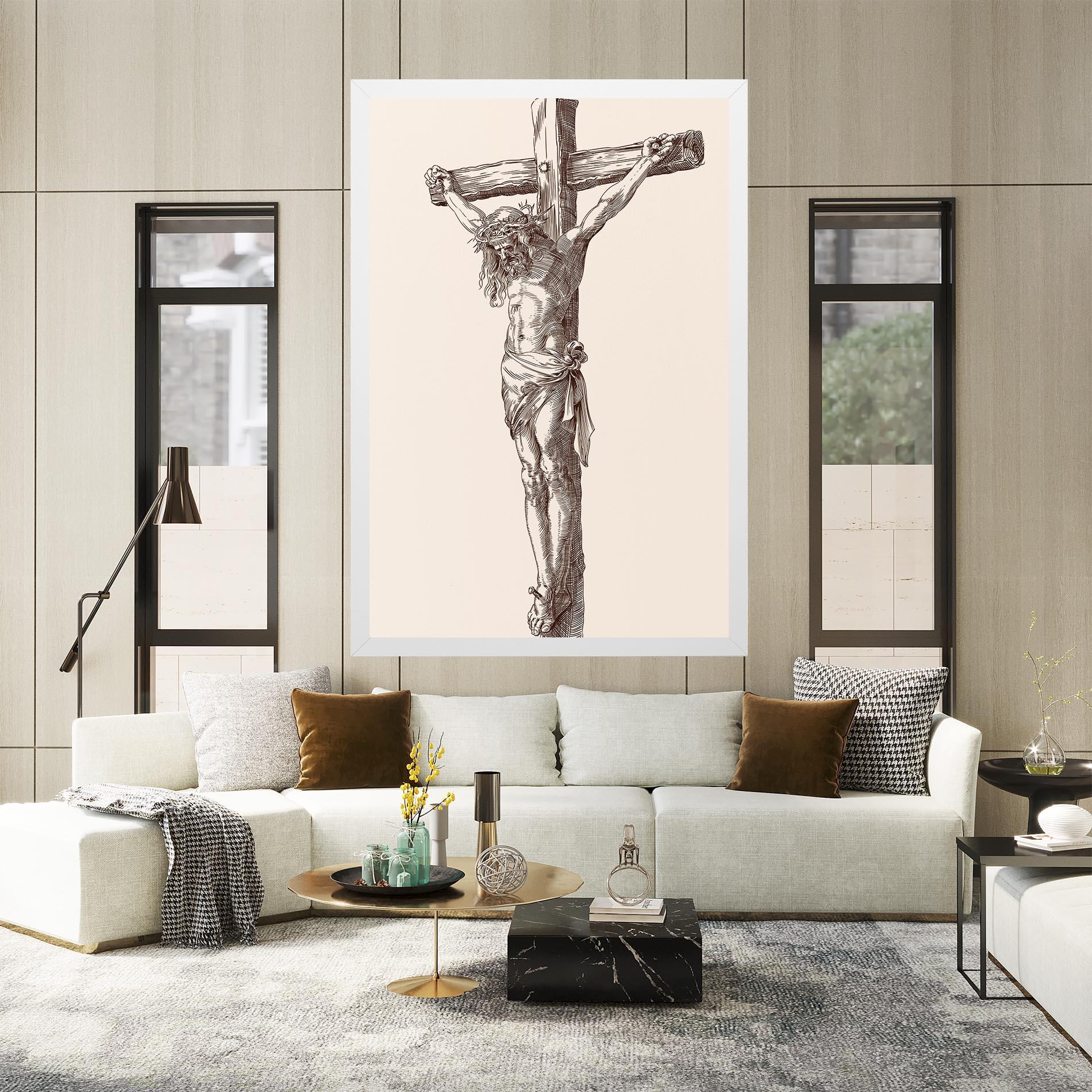 Leinwandbild Brown Cross Jesus mockup 2