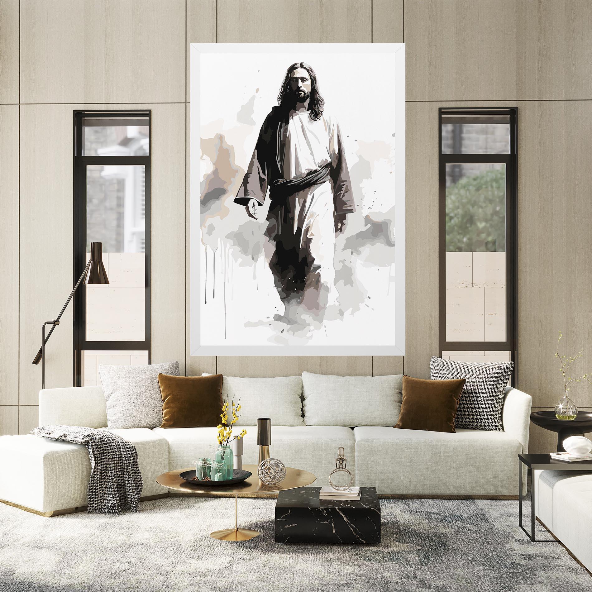 Leinwandbild Watercolor Jesus mockup 2