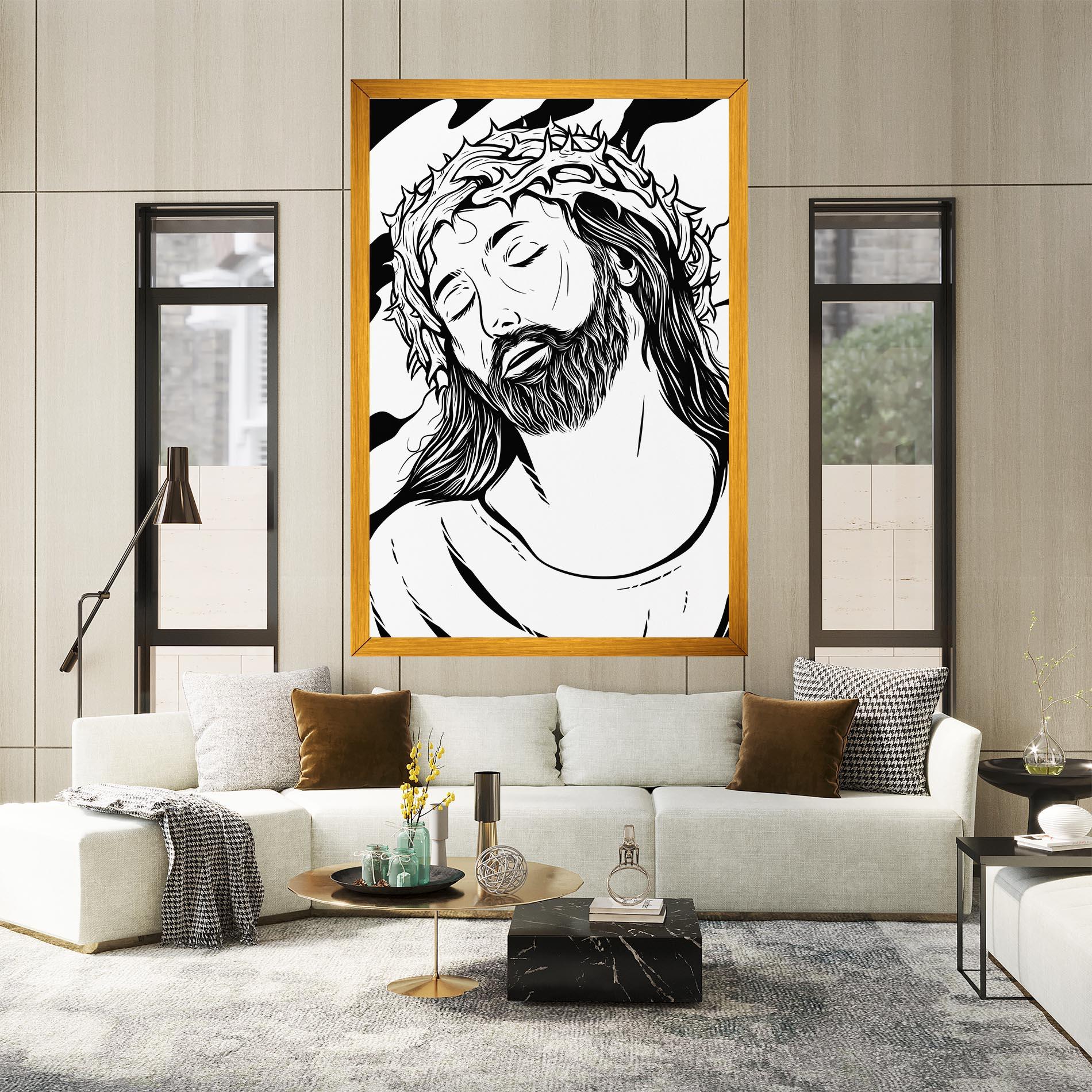 Leinwandbild Black White Jesus mockup 2