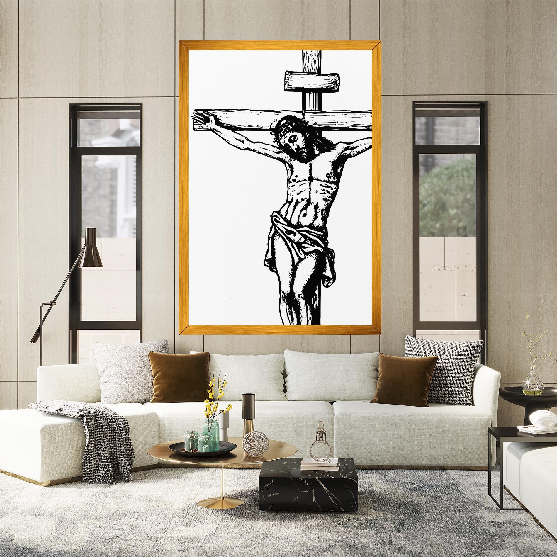 Leinwandbild Jesus Black Line mockup 2