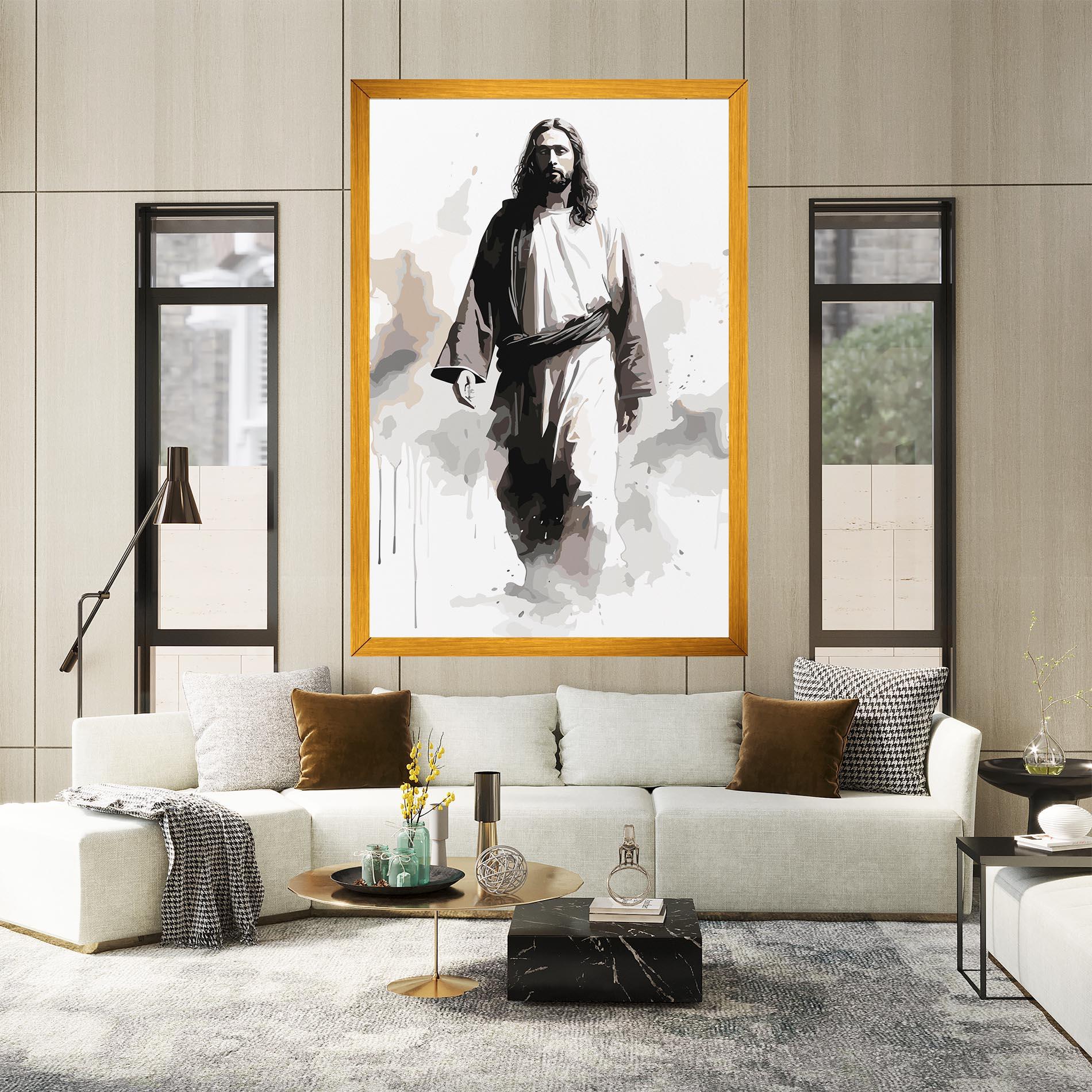 Leinwandbild Watercolor Jesus mockup 2