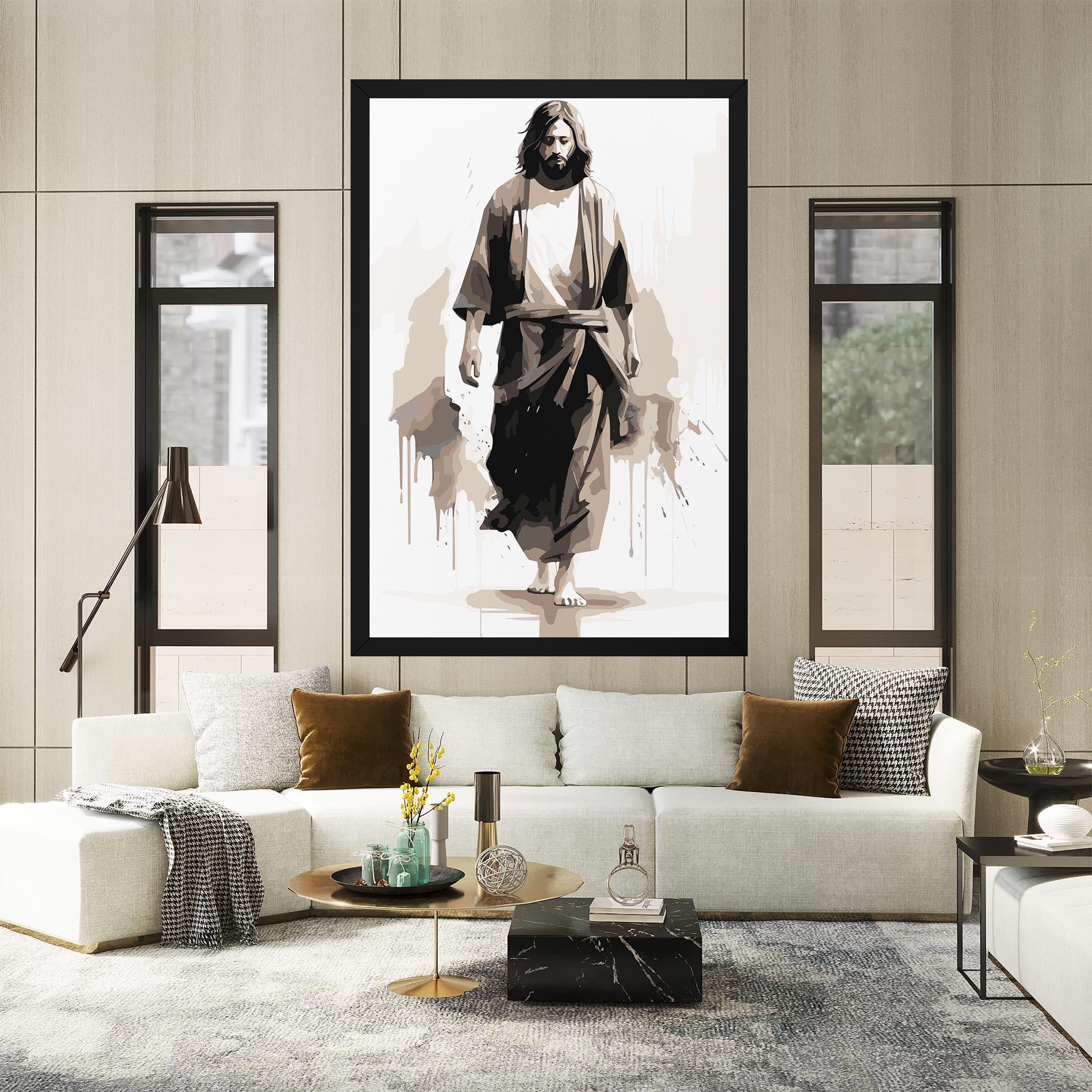 Leinwandbild Cream Art Jesus mockup 2