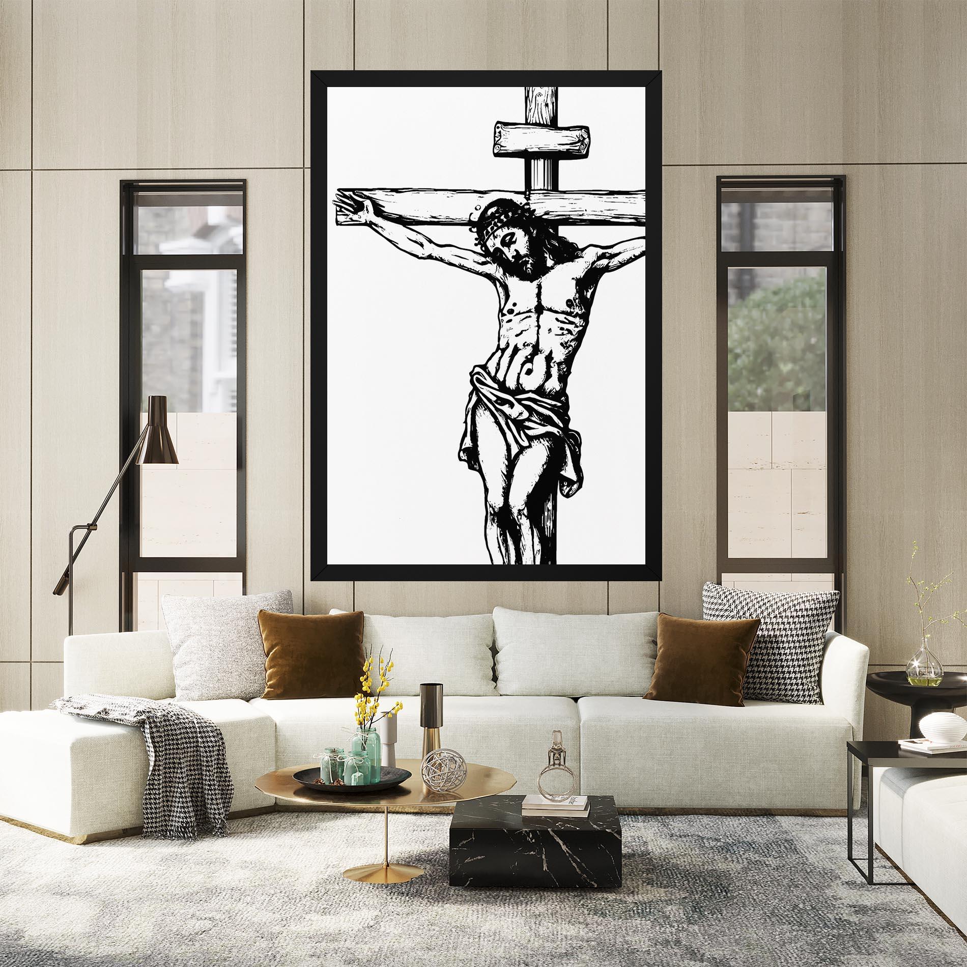 Leinwandbild Jesus Black Line mockup 2