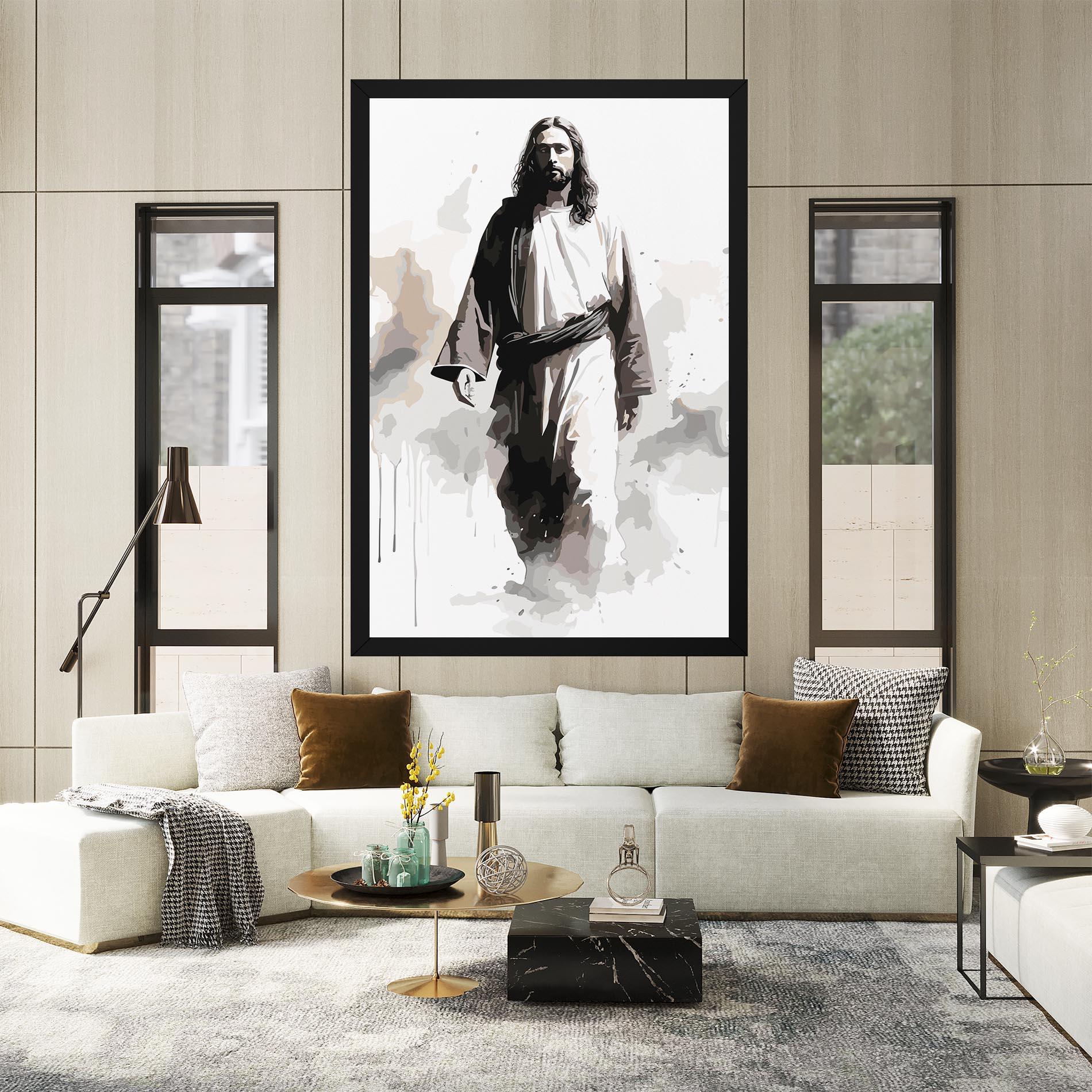 Leinwandbild Watercolor Jesus mockup 2