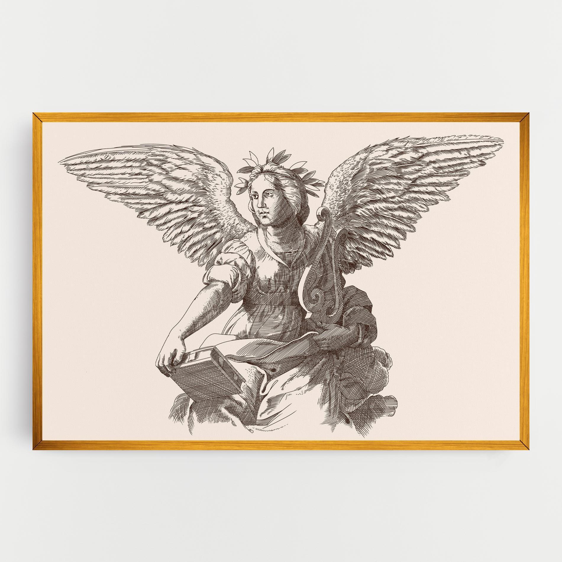 Leinwandbild Brown Line Angel mockup 0