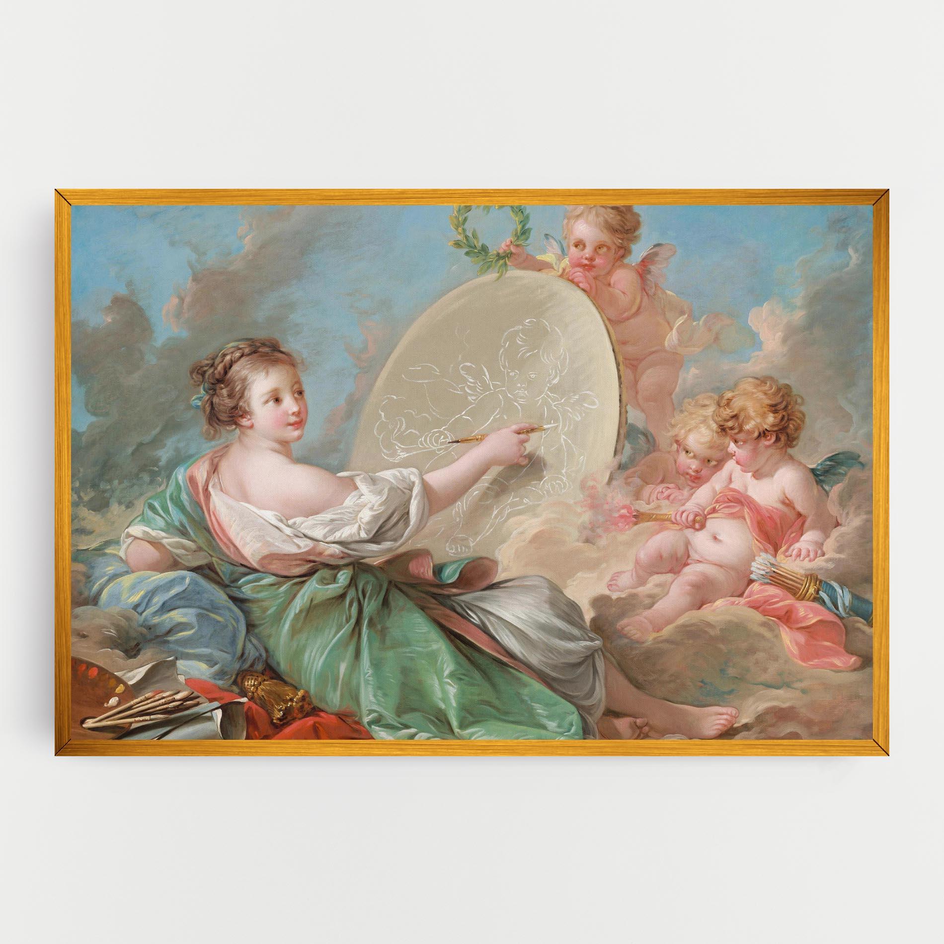 Leinwandbild Painting Cute Angels mockup 0