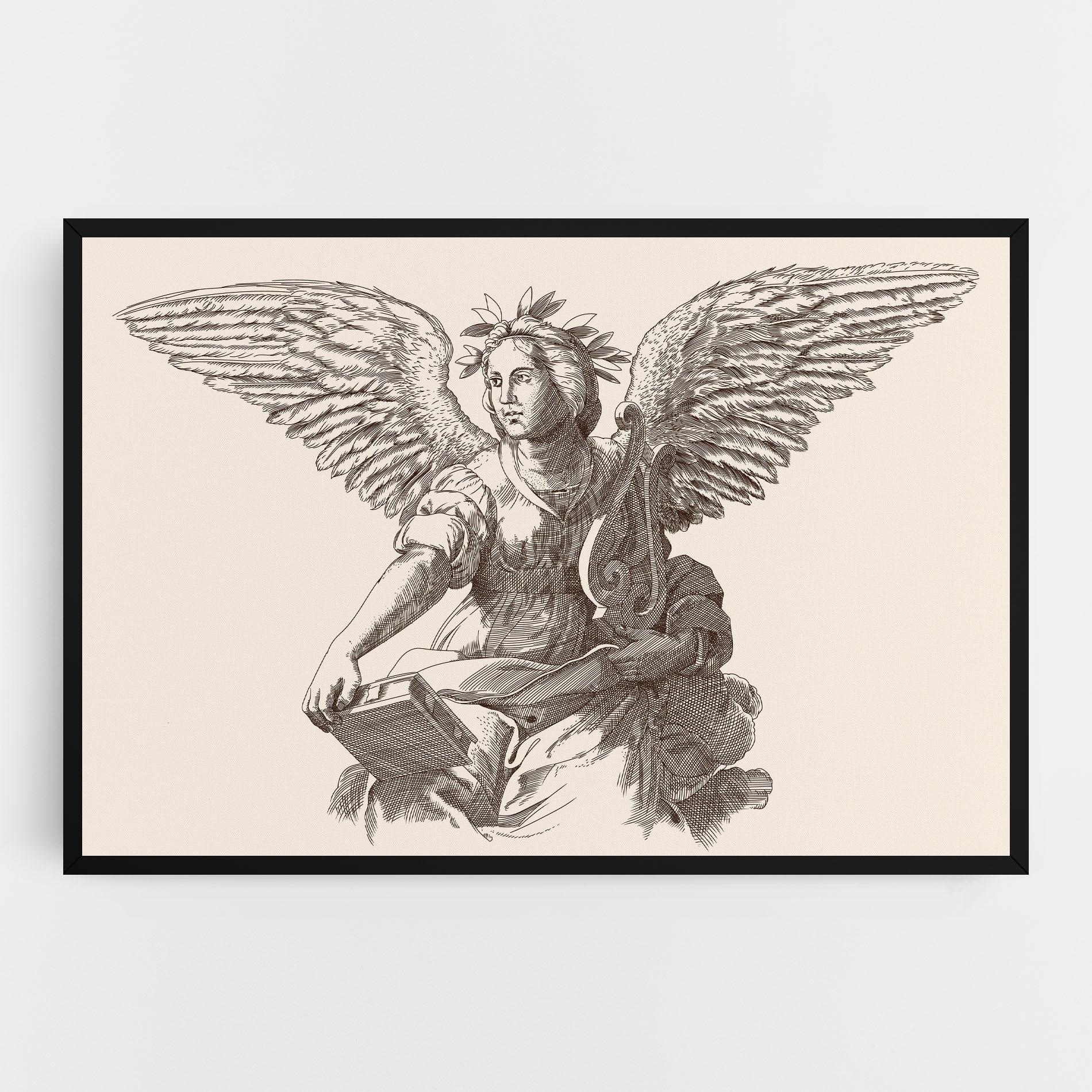 Leinwandbild Brown Line Angel mockup 0