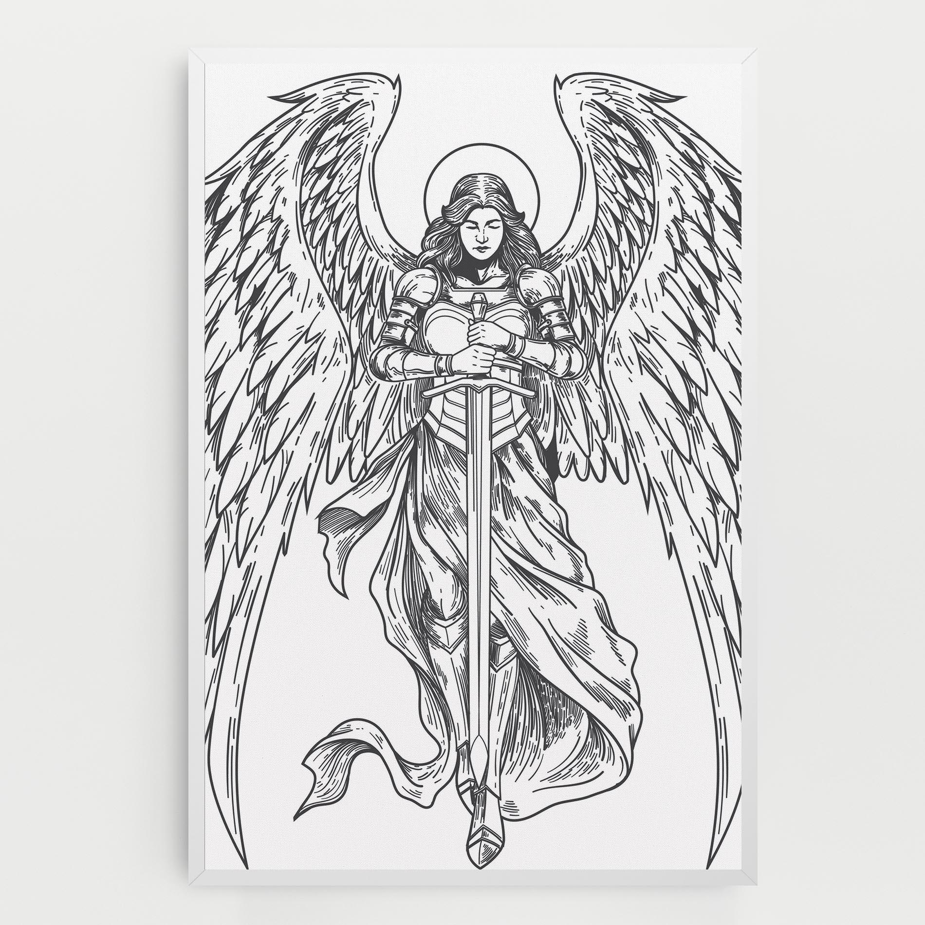 Leinwandbild Grey Line Angel mockup 0