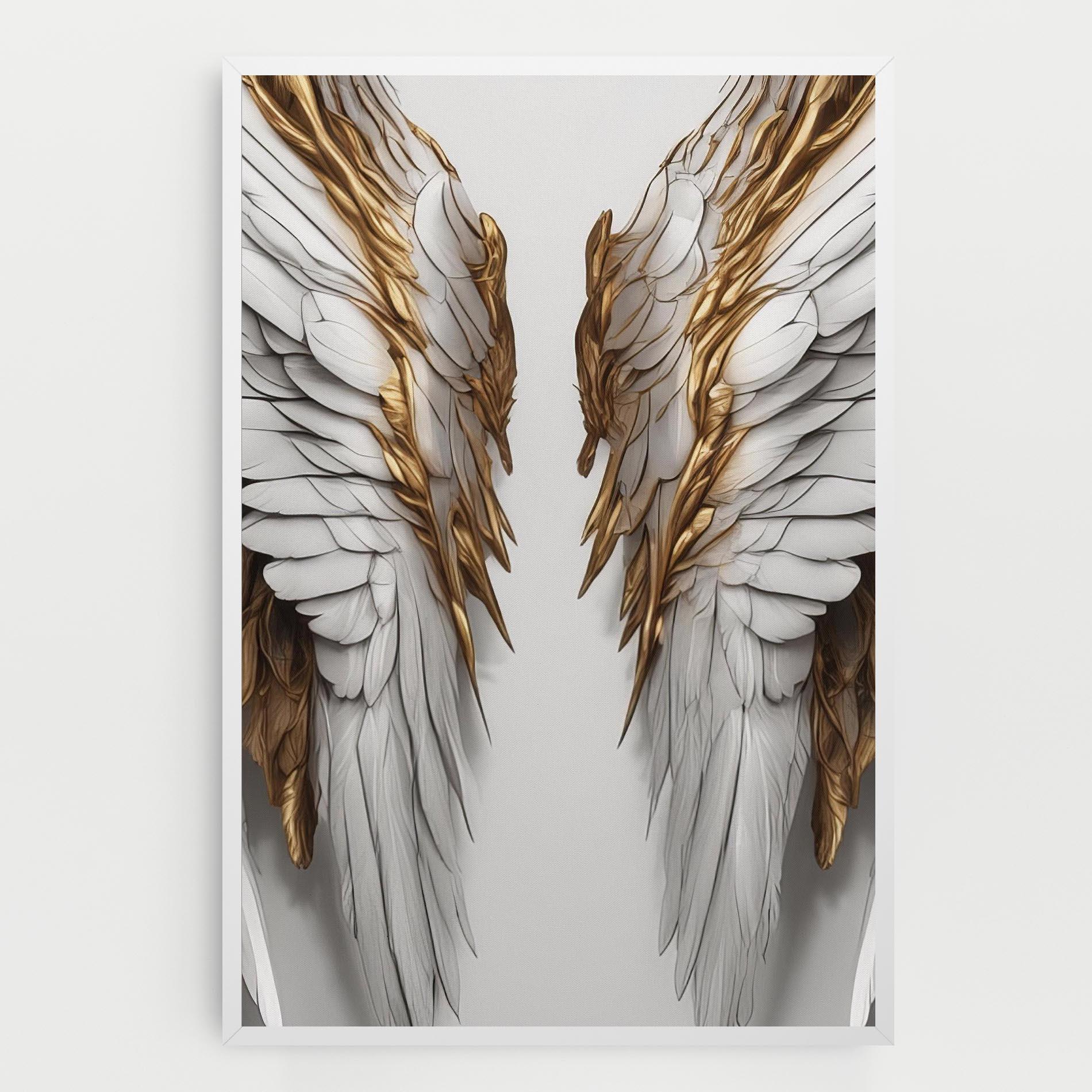 Leinwandbild Realistic Gold Angel Wings mockup 0
