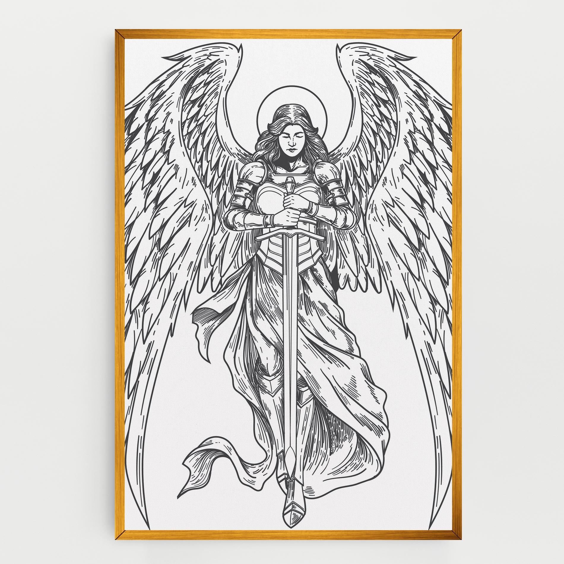 Leinwandbild Grey Line Angel mockup 0