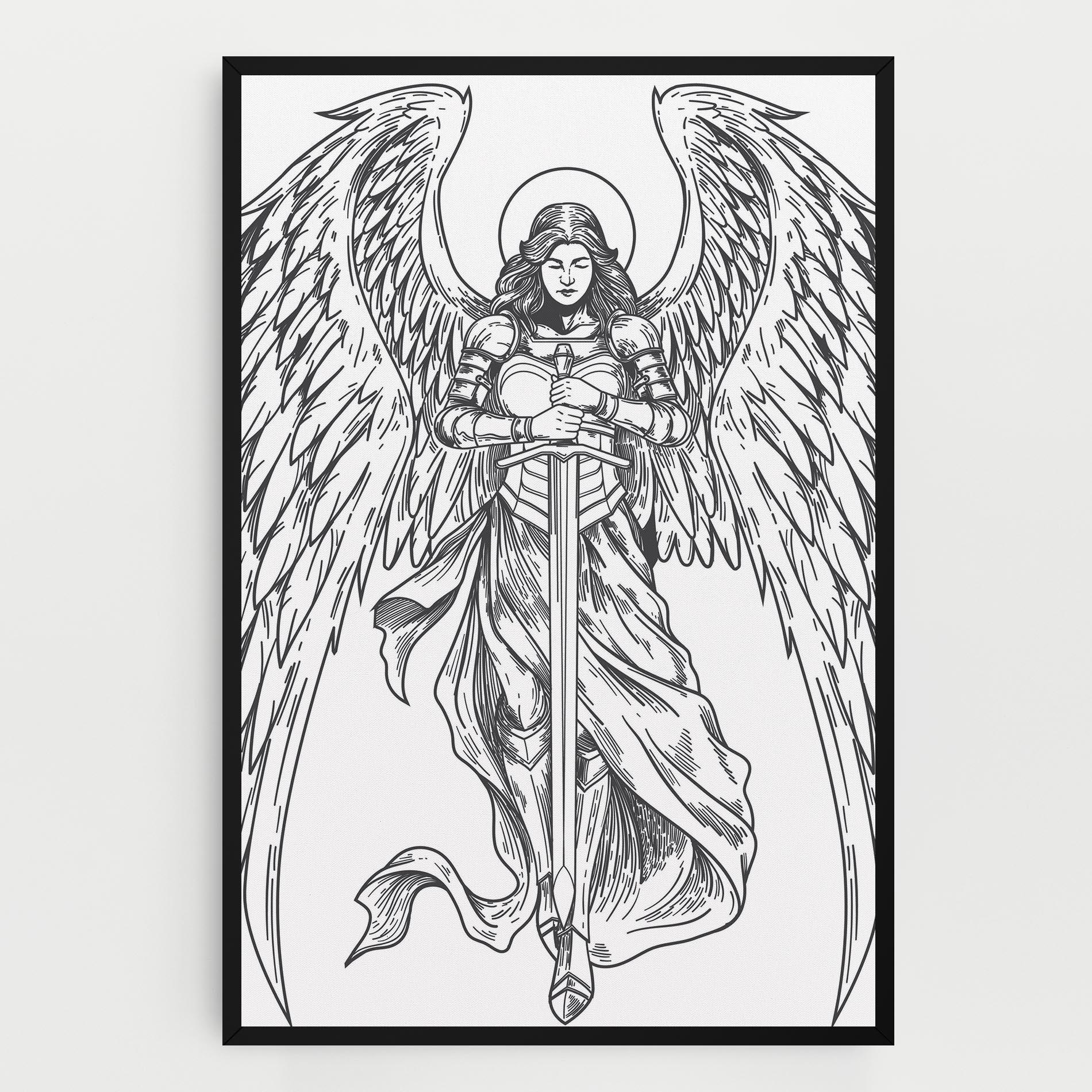 Leinwandbild Grey Line Angel mockup 0