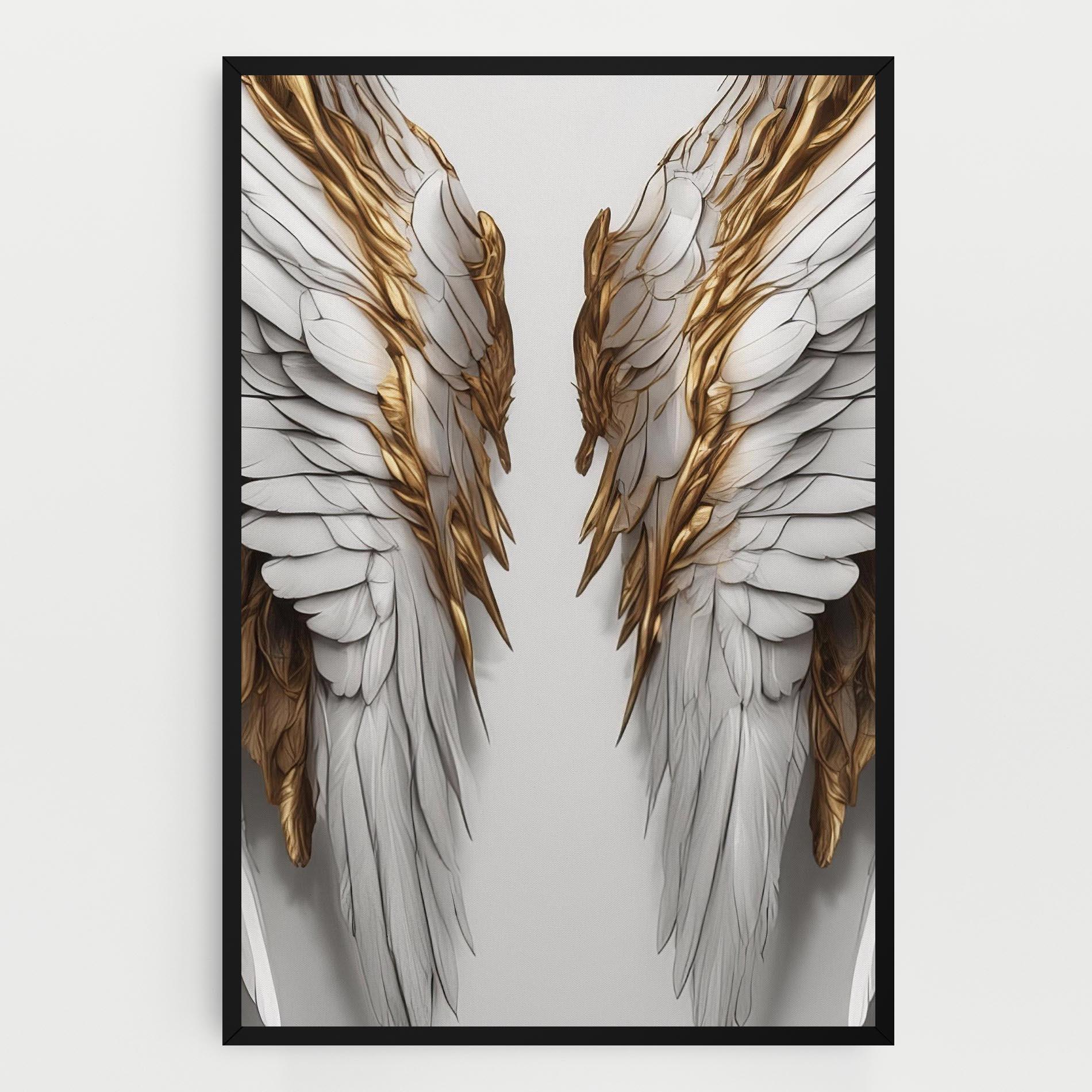 Leinwandbild Realistic Gold Angel Wings mockup 0
