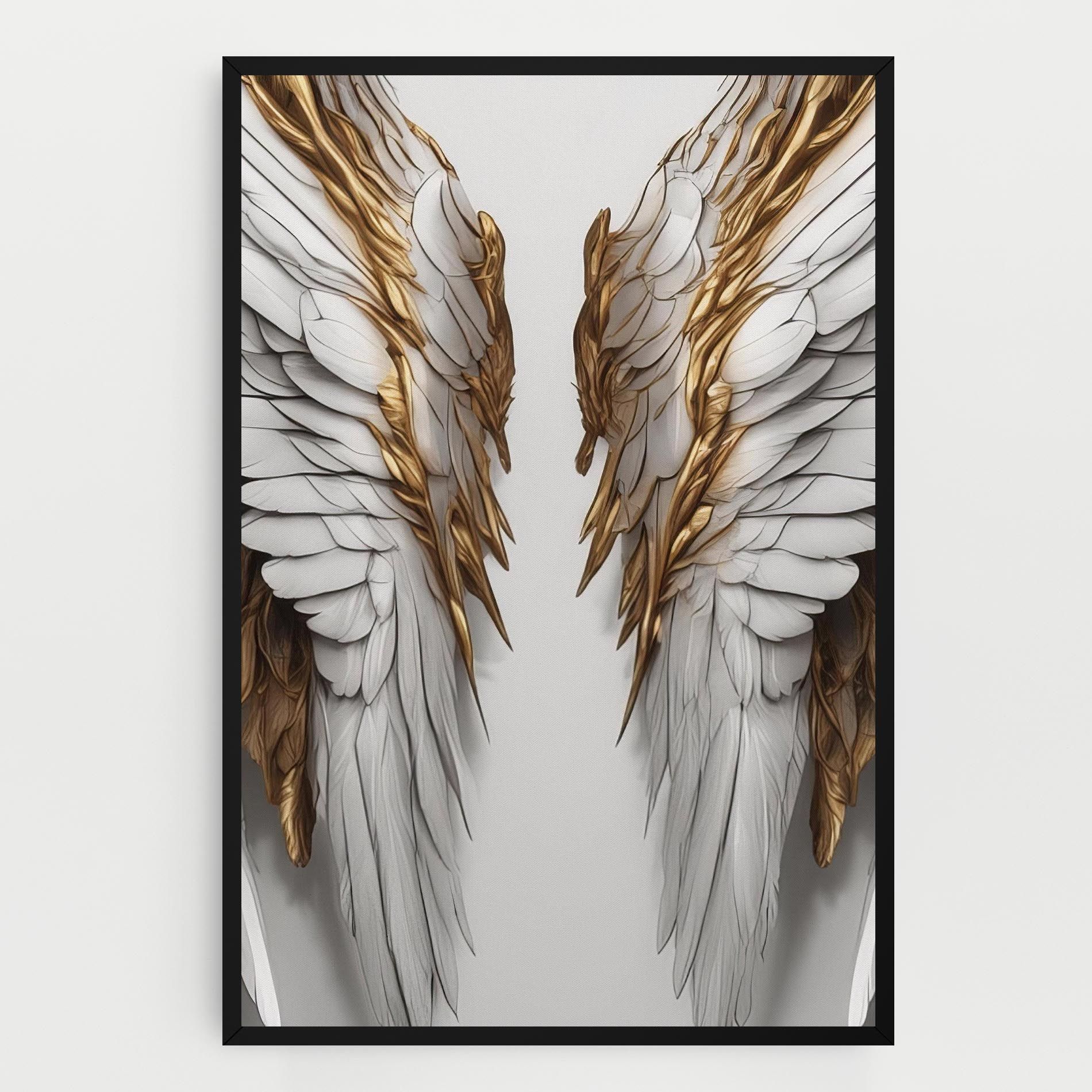 Realistic Gold Angel Wings mockup 0