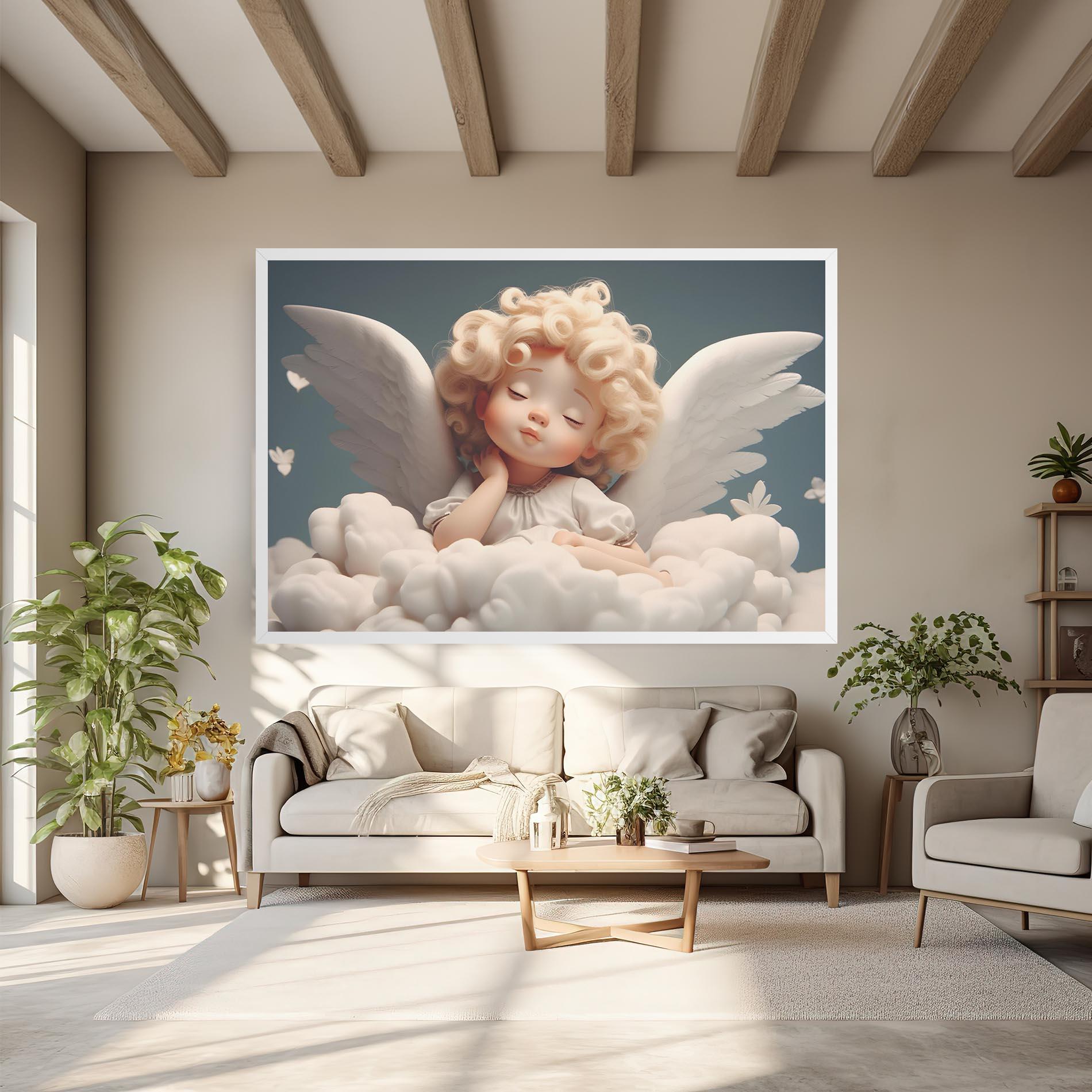 Leinwandbild Statue Baby Angel mockup 6