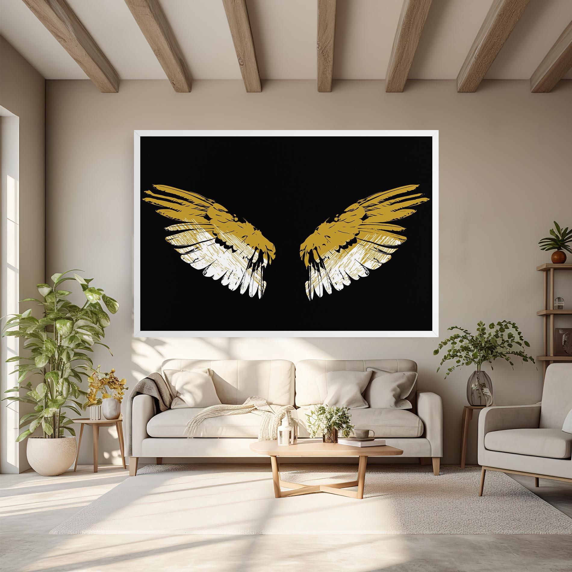 Leinwandbild White Yellow Wings mockup 6