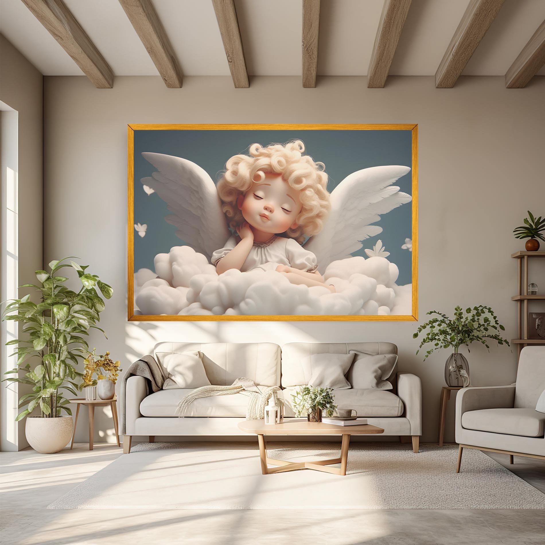 Leinwandbild Statue Baby Angel mockup 6