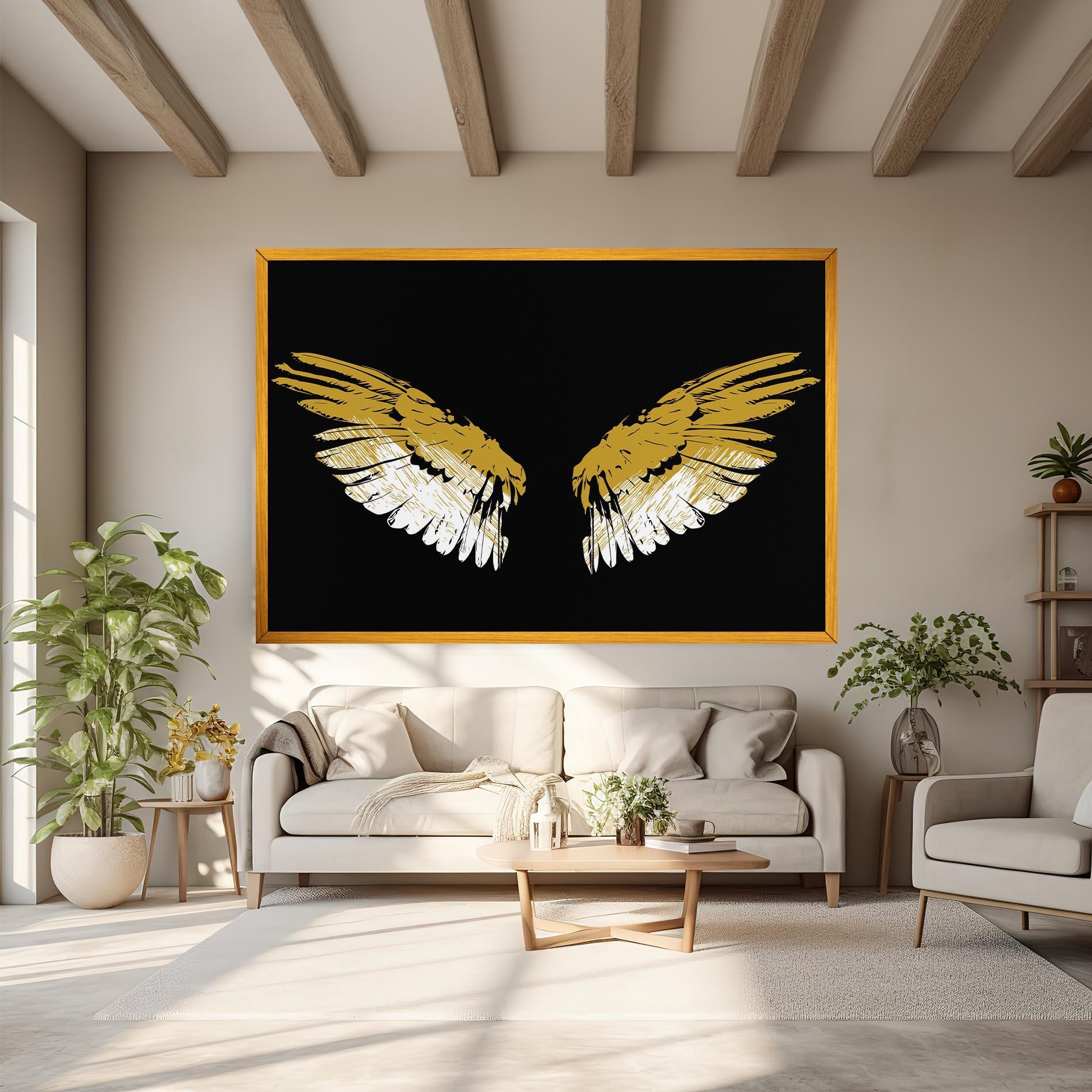 Leinwandbild White Yellow Wings mockup 6