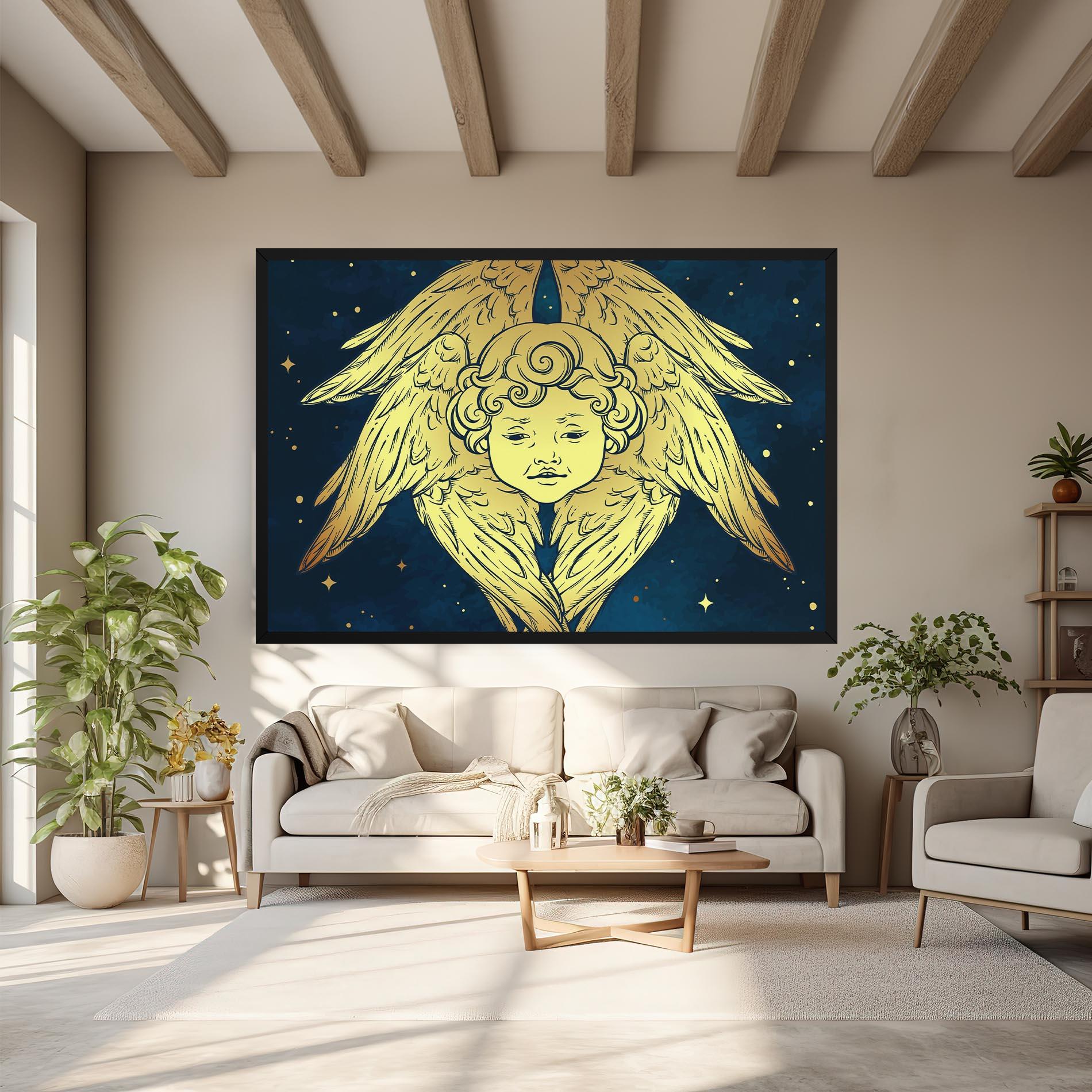 Leinwandbild Gold Wings Angel mockup 6