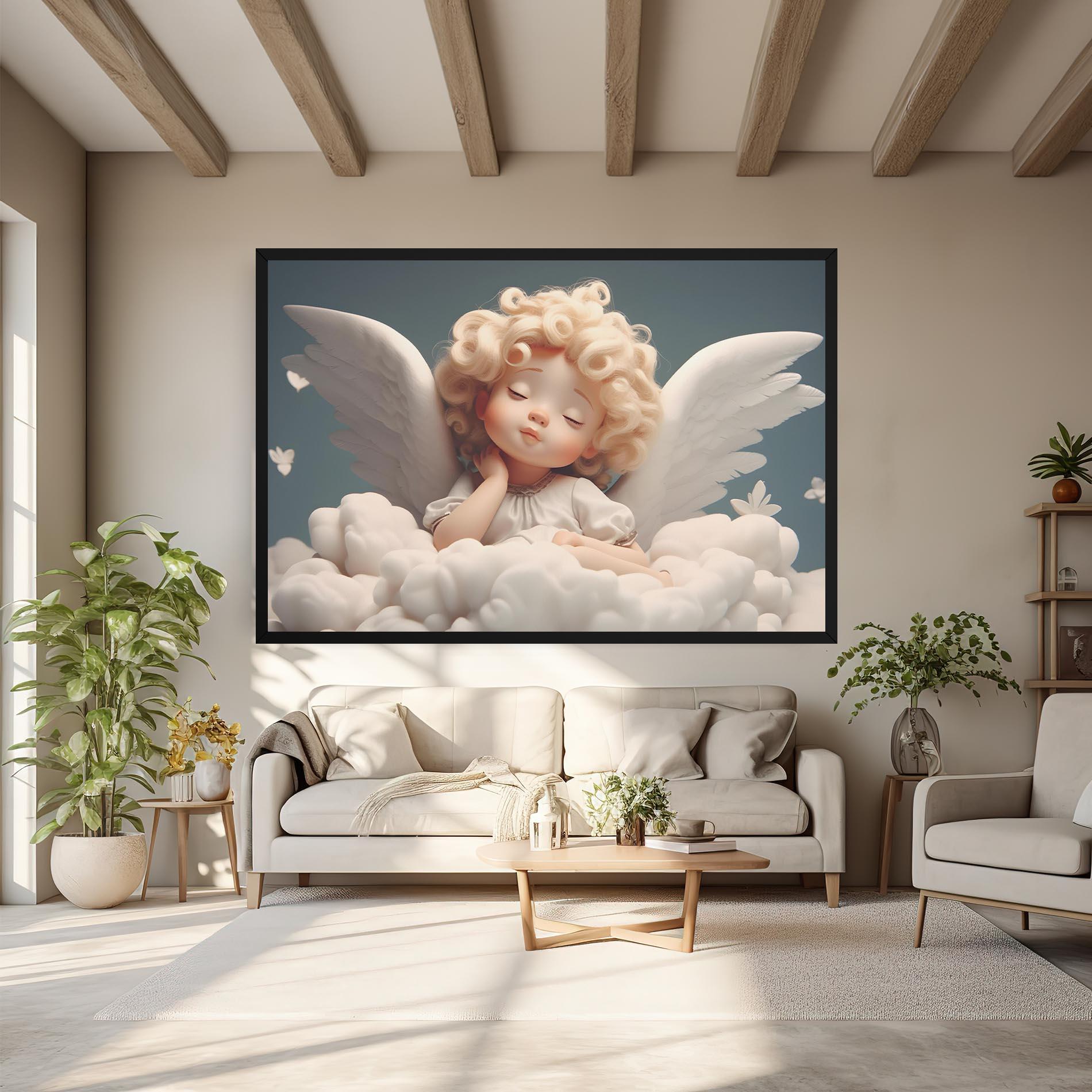 Leinwandbild Statue Baby Angel mockup 6