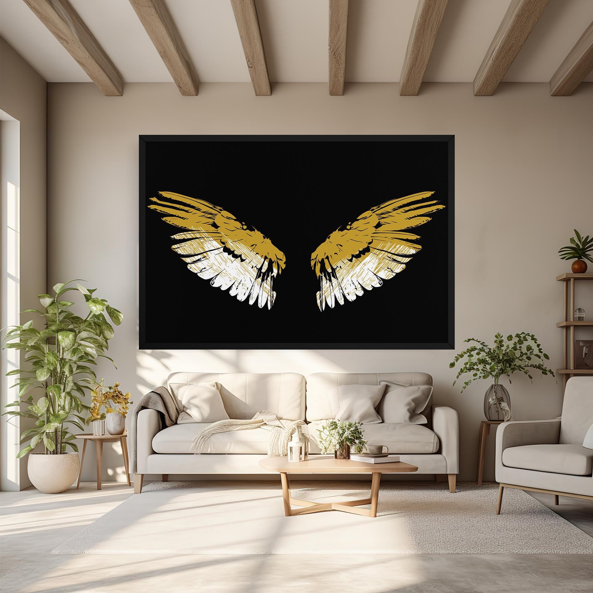 Leinwandbild White Yellow Wings mockup 6