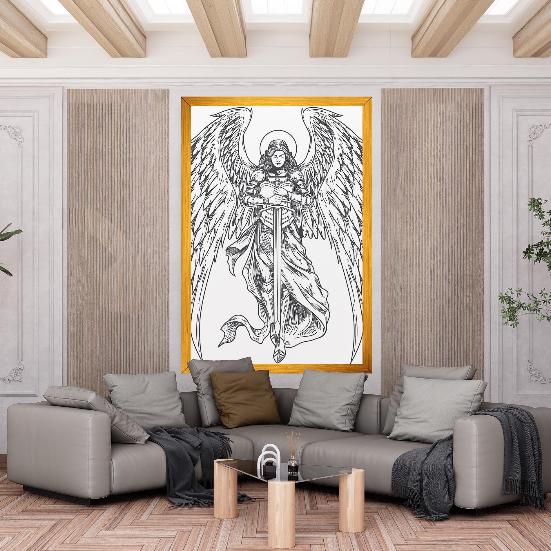 Leinwandbild Grey Line Angel mockup 6