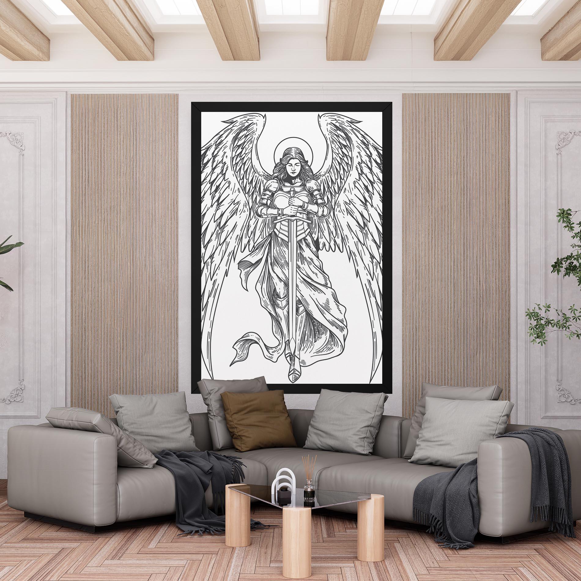 Leinwandbild Grey Line Angel mockup 6