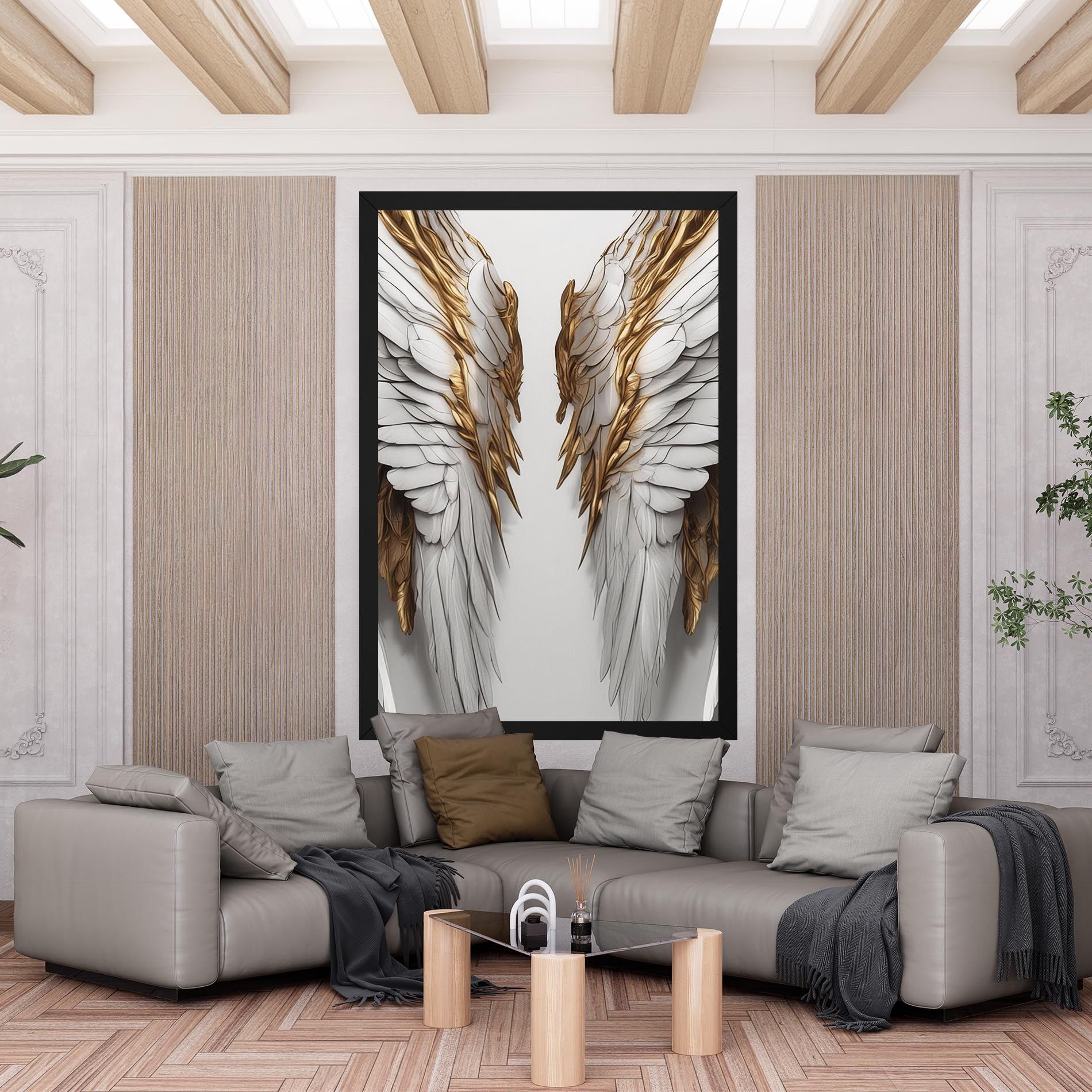 Realistic Gold Angel Wings mockup 6
