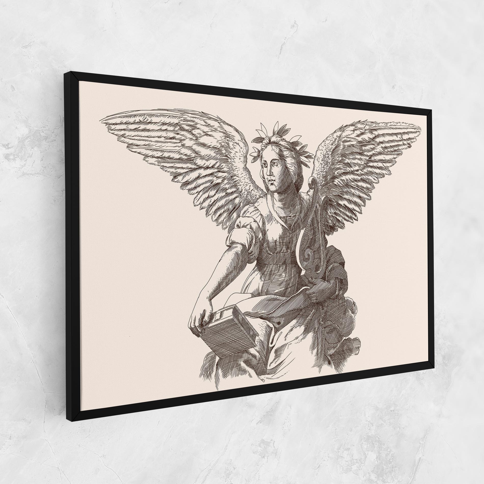 Leinwandbild Brown Line Angel mockup 1
