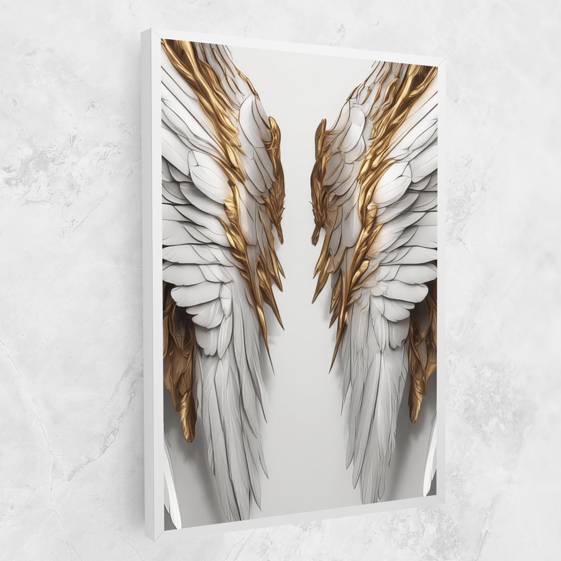 Leinwandbild Realistic Gold Angel Wings mockup 1