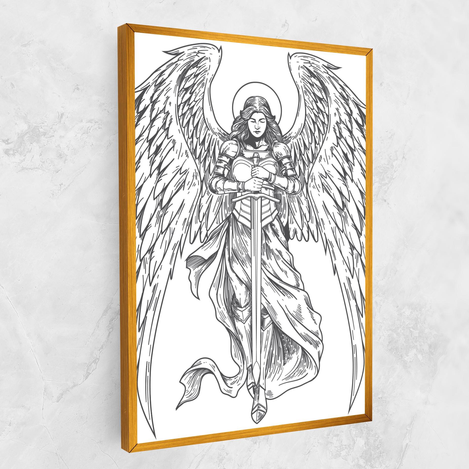 Leinwandbild Grey Line Angel mockup 1