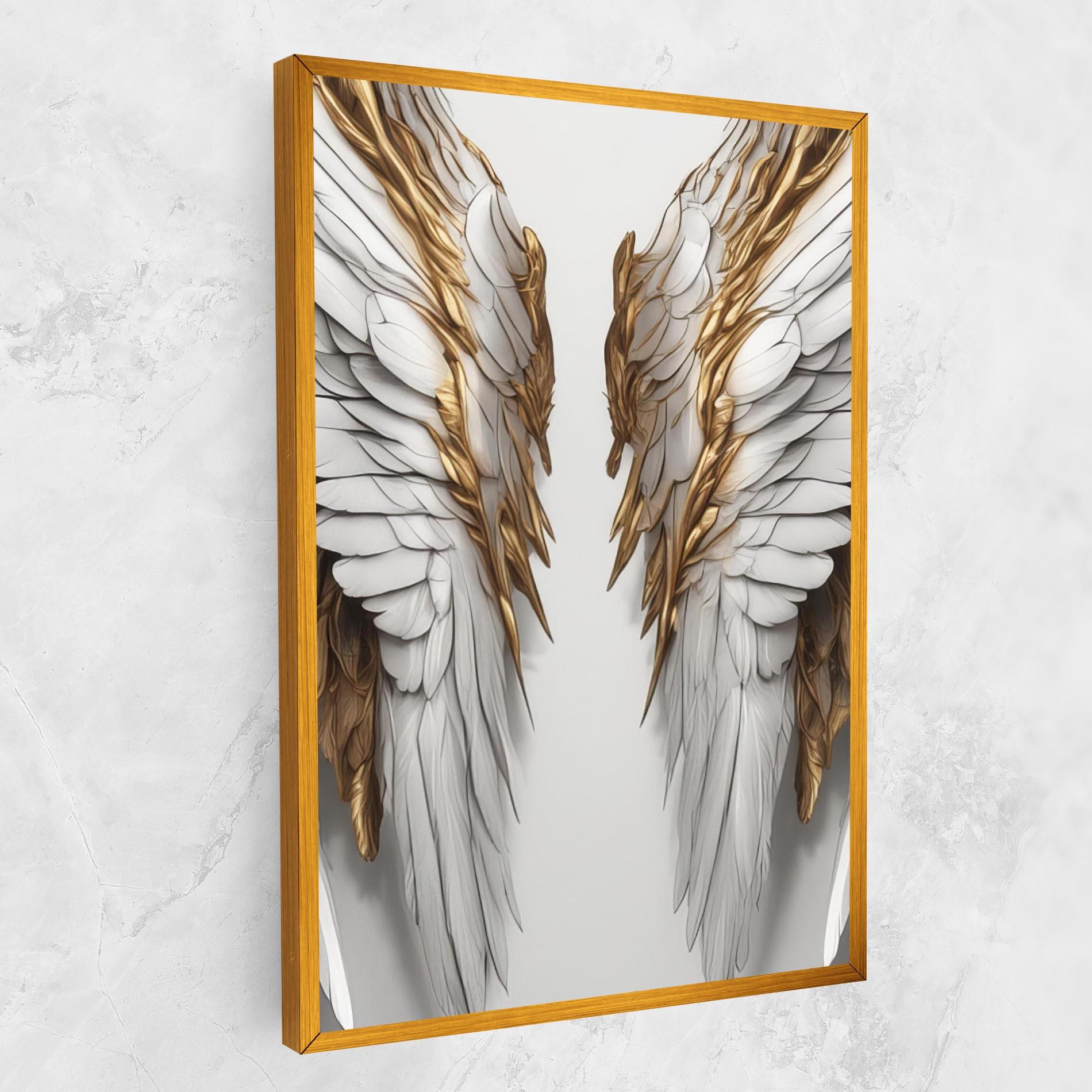 Leinwandbild Realistic Gold Angel Wings mockup 1