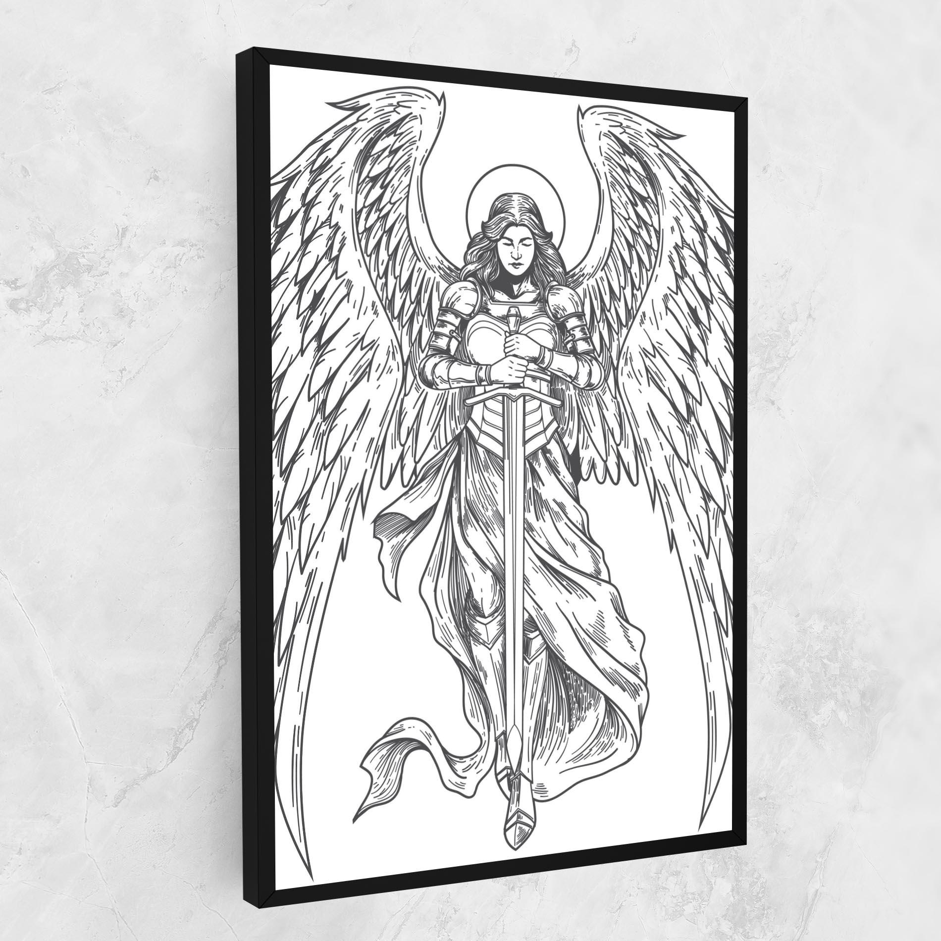Leinwandbild Grey Line Angel mockup 1