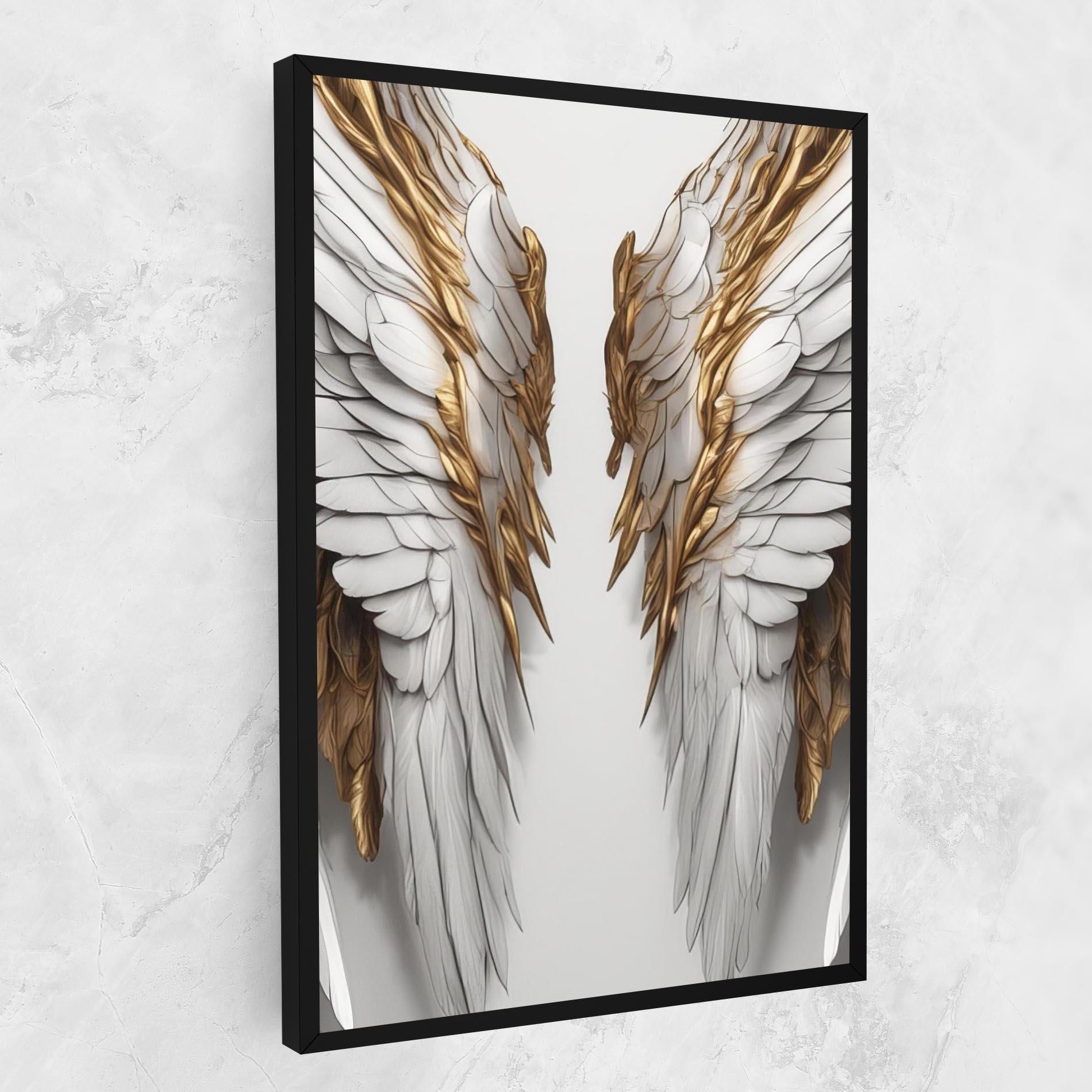 Leinwandbild Realistic Gold Angel Wings mockup 1