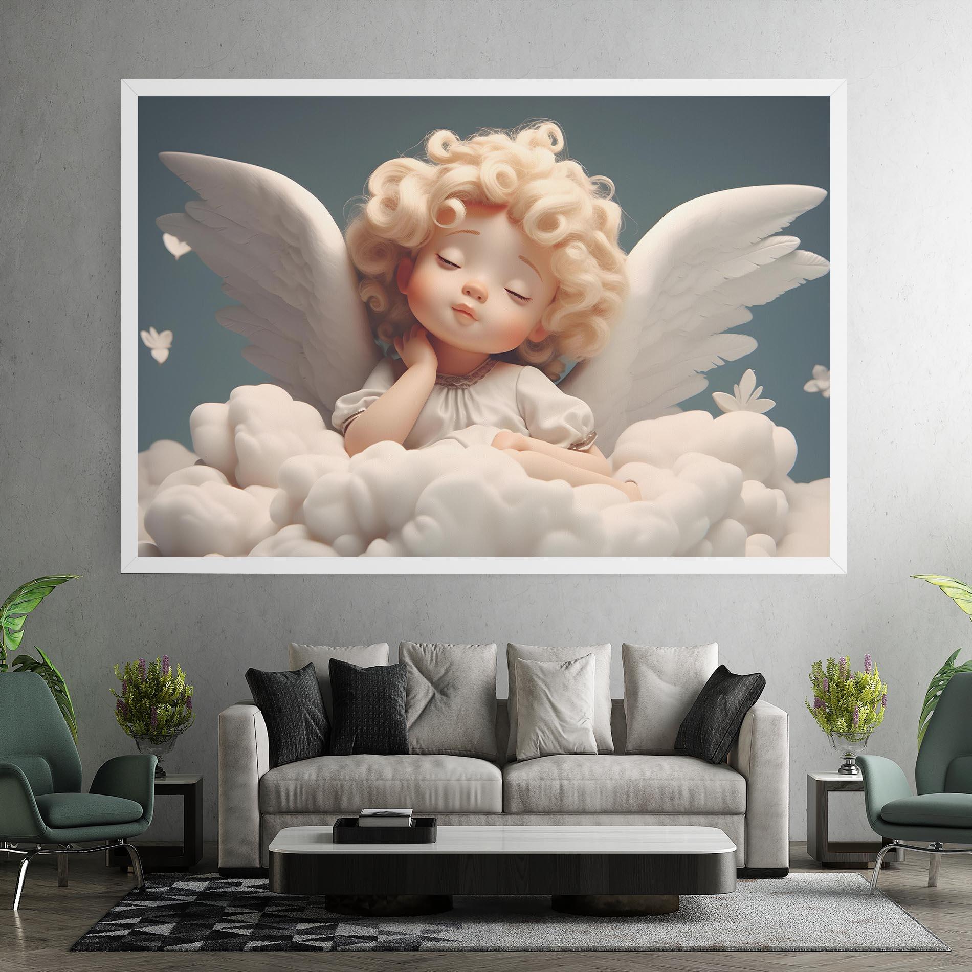 Leinwandbild Statue Baby Angel mockup 7
